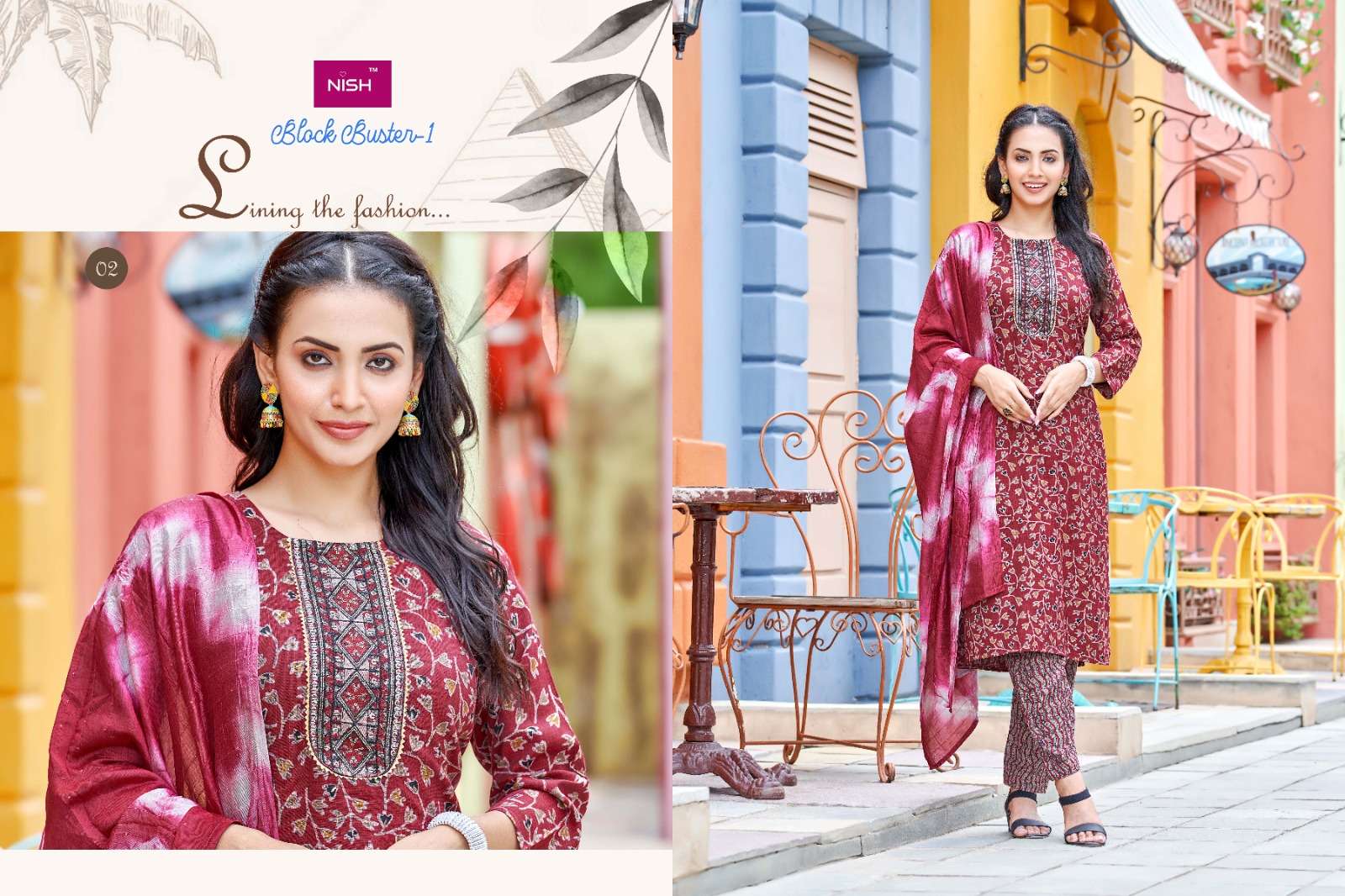 block buster vol-1 by nish trendy designer top bottom with dupatta catalogue design 2023