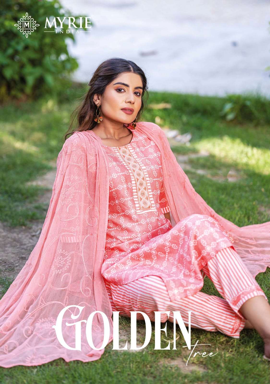 golden tree 101-108 series by mayriee trendy designer top bottom dupatta catalogue collection 2023