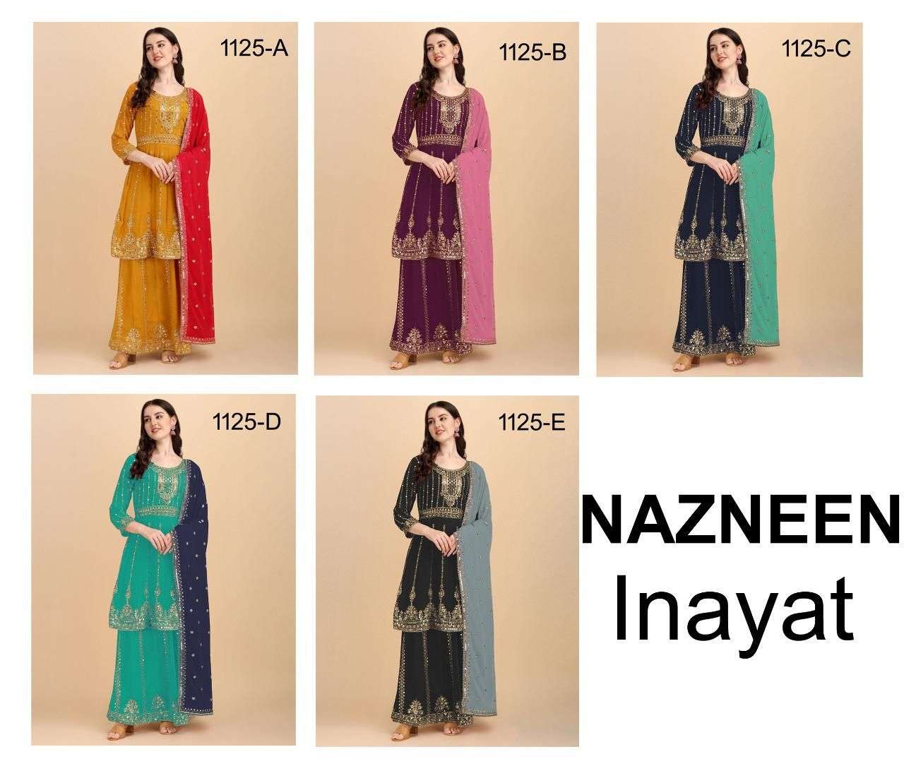 inayat 1125 series by nazneen stylish designer top and dupatta with palazo catalogue wholesale price surat