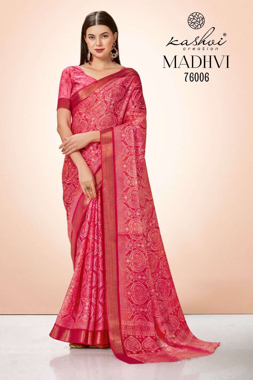 Buy Pink Floral Printed Organza Saree Online