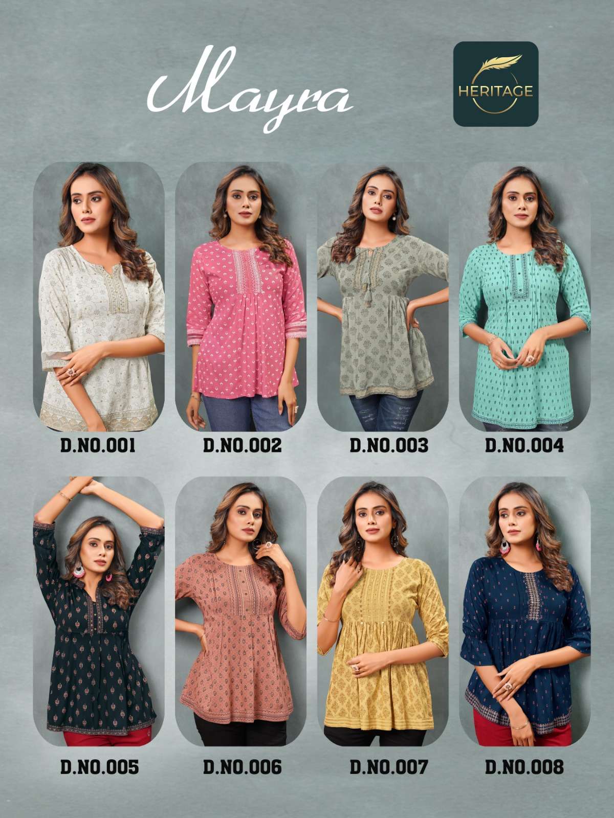 mayra by heritage collection trendy designer short tops catalogue online dealer surat