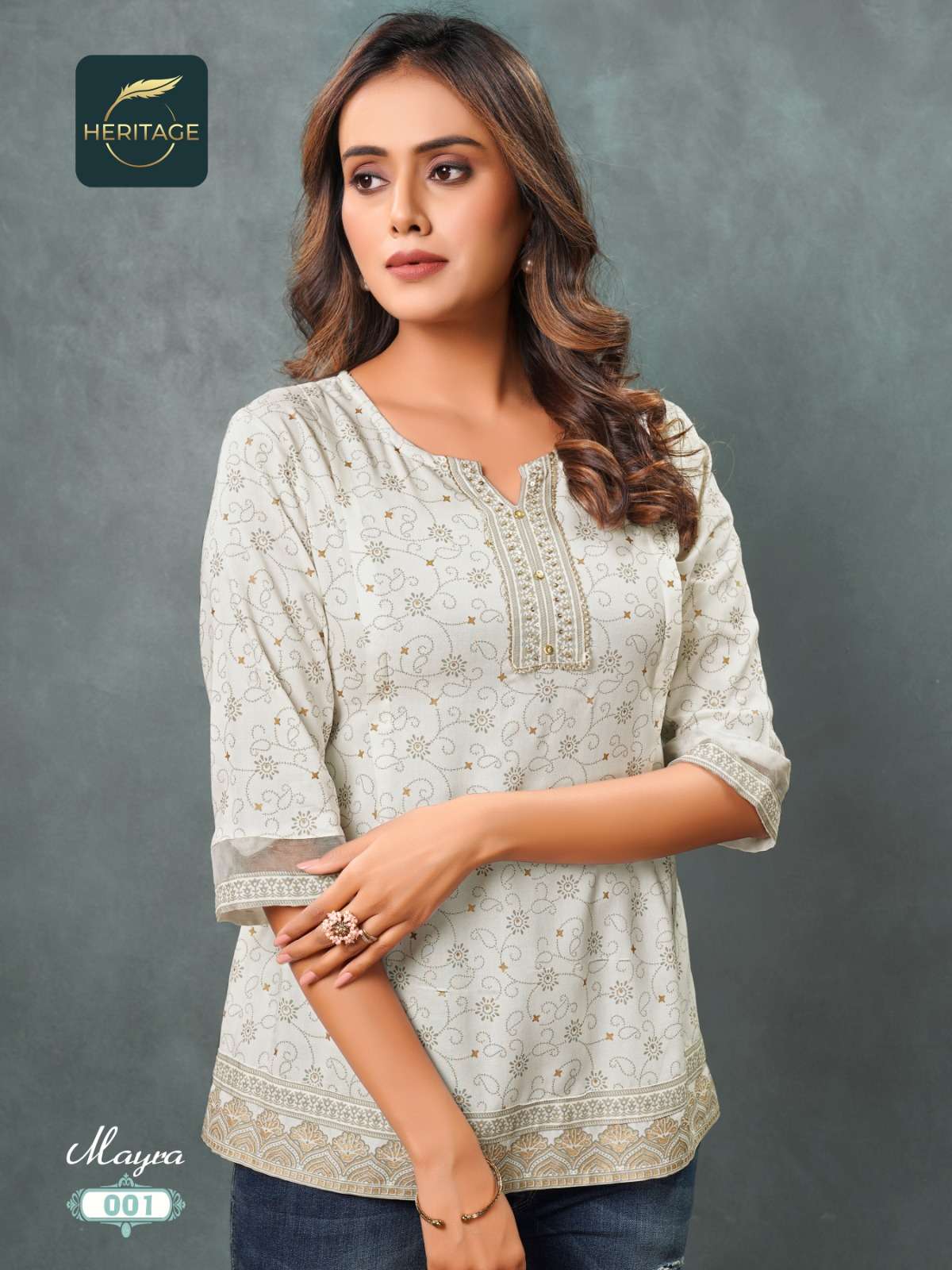 mayra by heritage collection trendy designer short tops catalogue online dealer surat