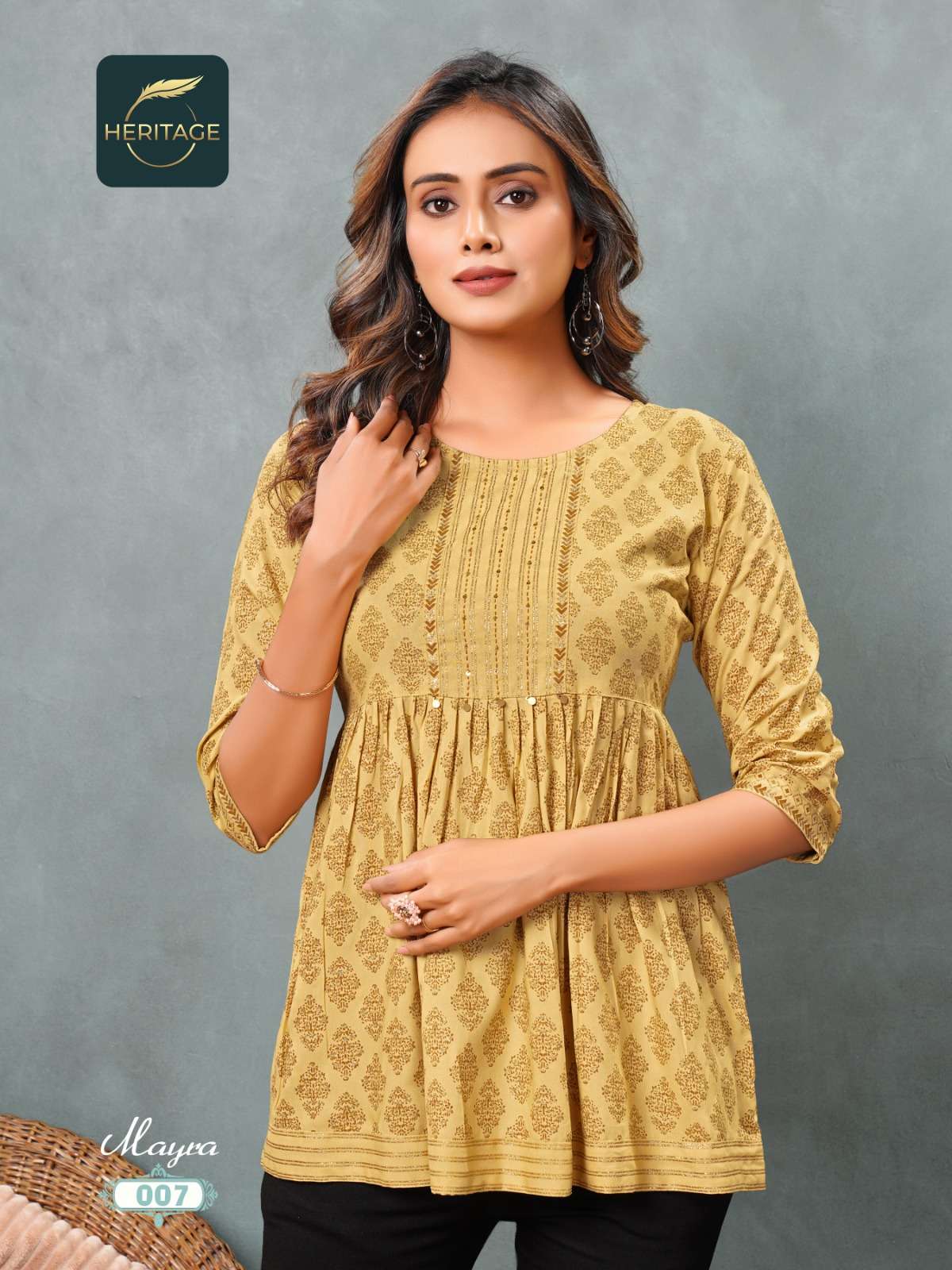 mayra by heritage collection trendy designer short tops catalogue online dealer surat