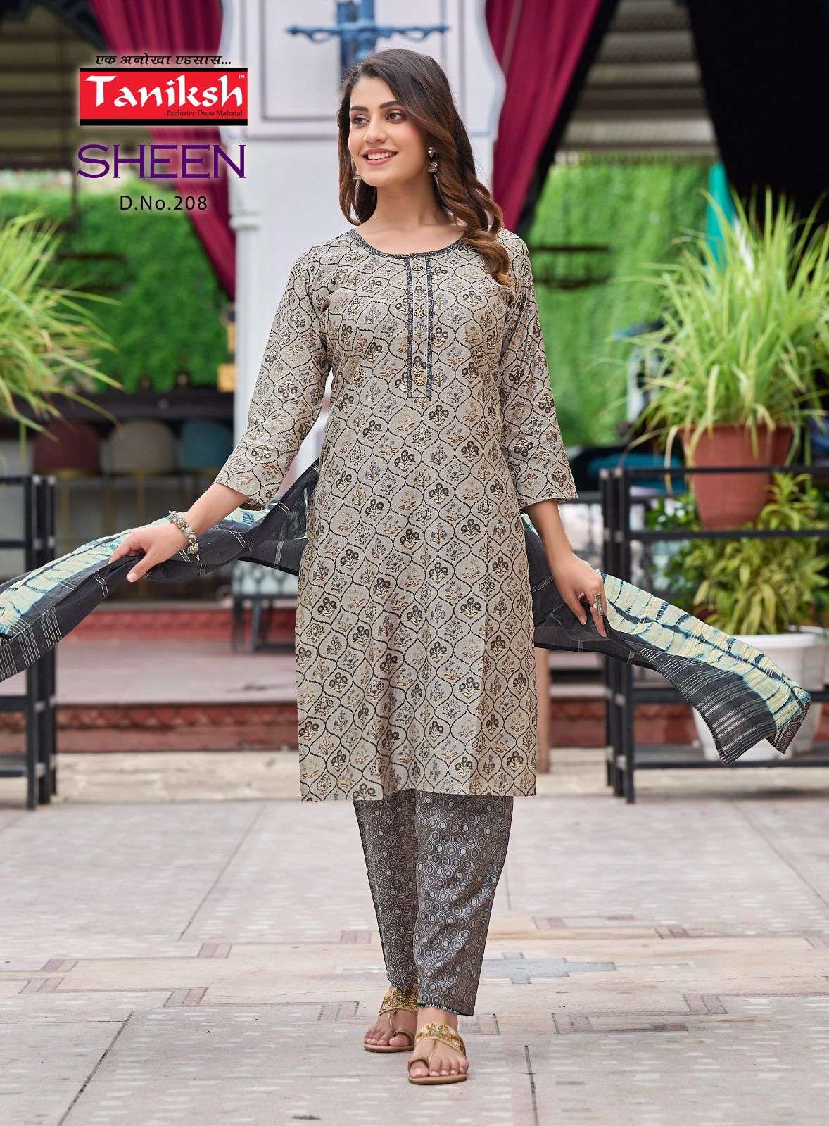 sheen vol 2 201 208 series by taniksh muslin print designer