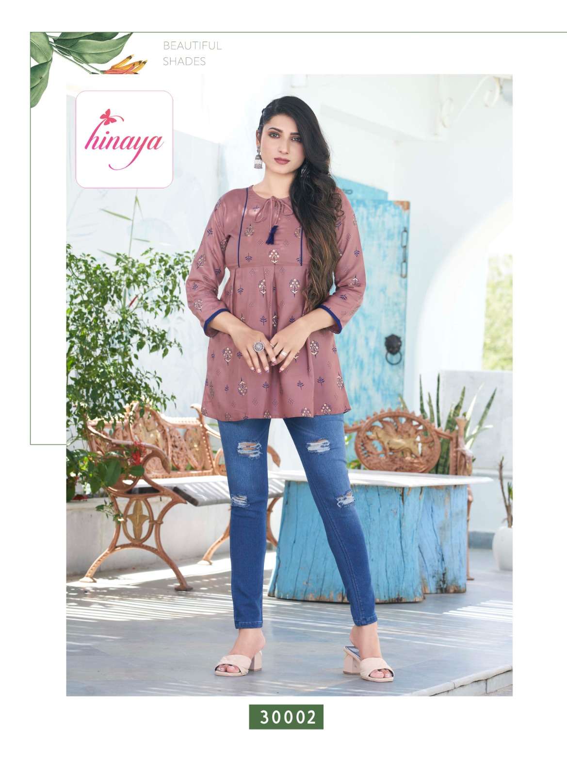 western for u vol-30 30001-30008 series by hinaya rayon designer short tops catalogue wholesaler surat