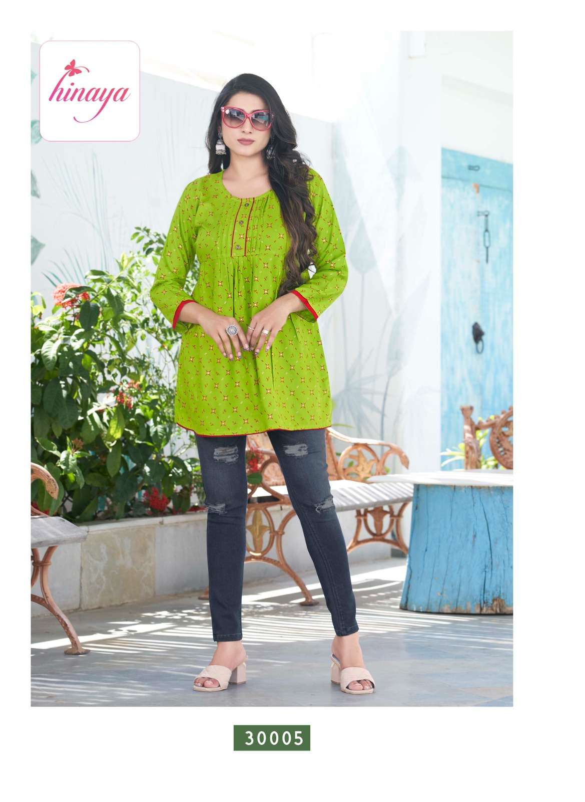 western for u vol-30 30001-30008 series by hinaya rayon designer short tops catalogue wholesaler surat