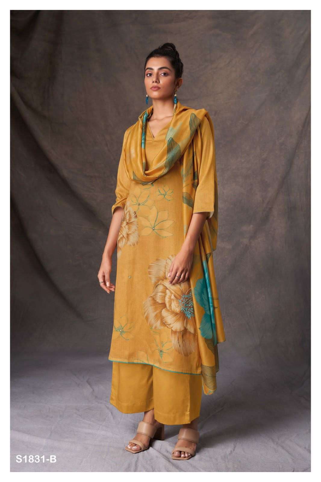 winnie 1831 series by ganga premium cotton silk top bottom with dupatta catalogue design 2023