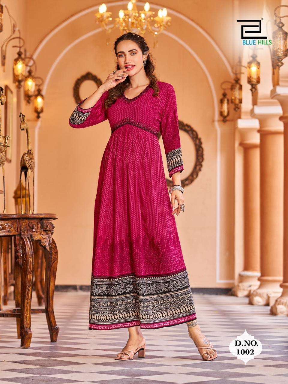Alfa Store. stylish front double layer kurti cum gown