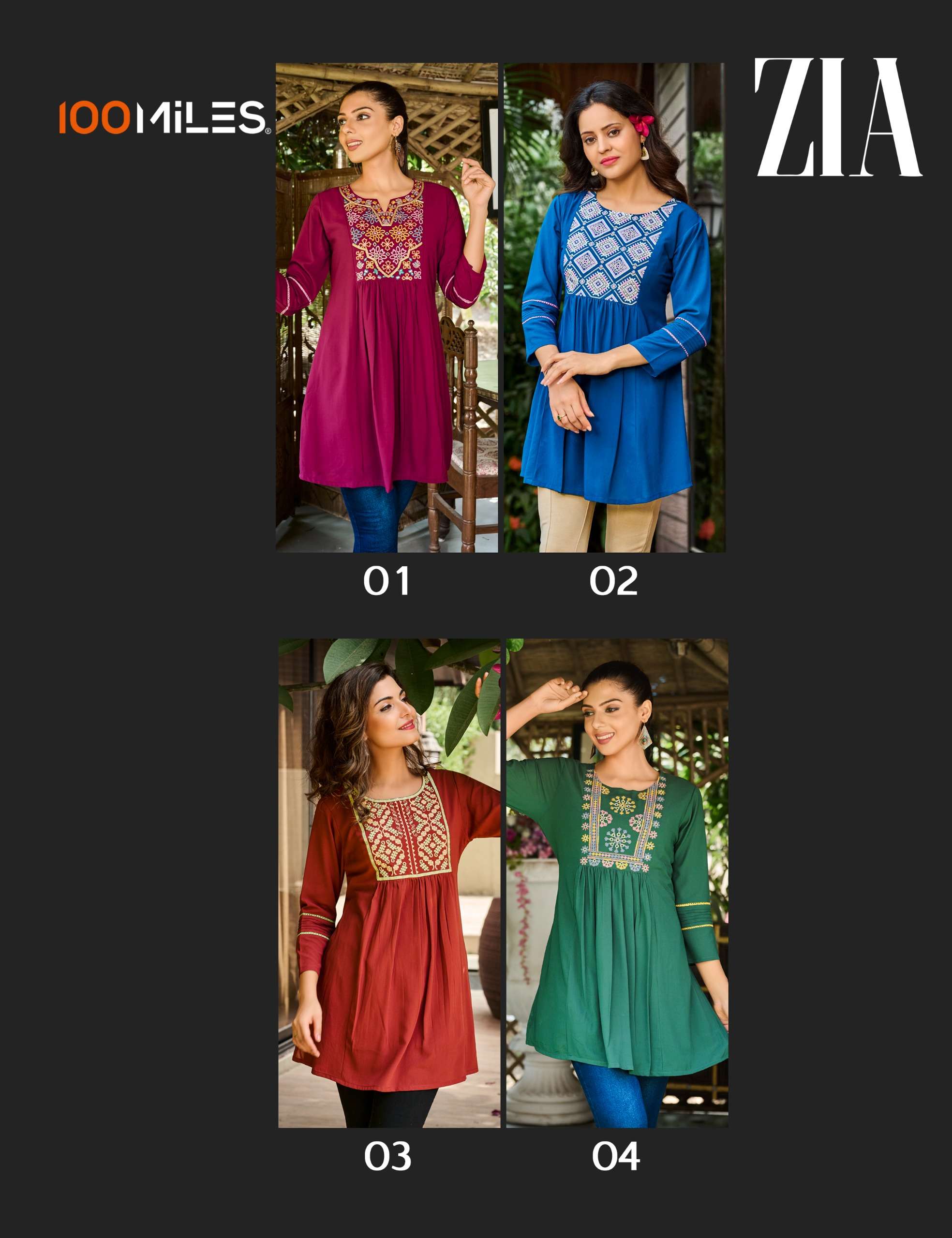Rayon Indow Western Kurti in Blue with Embroidered - KTI1278