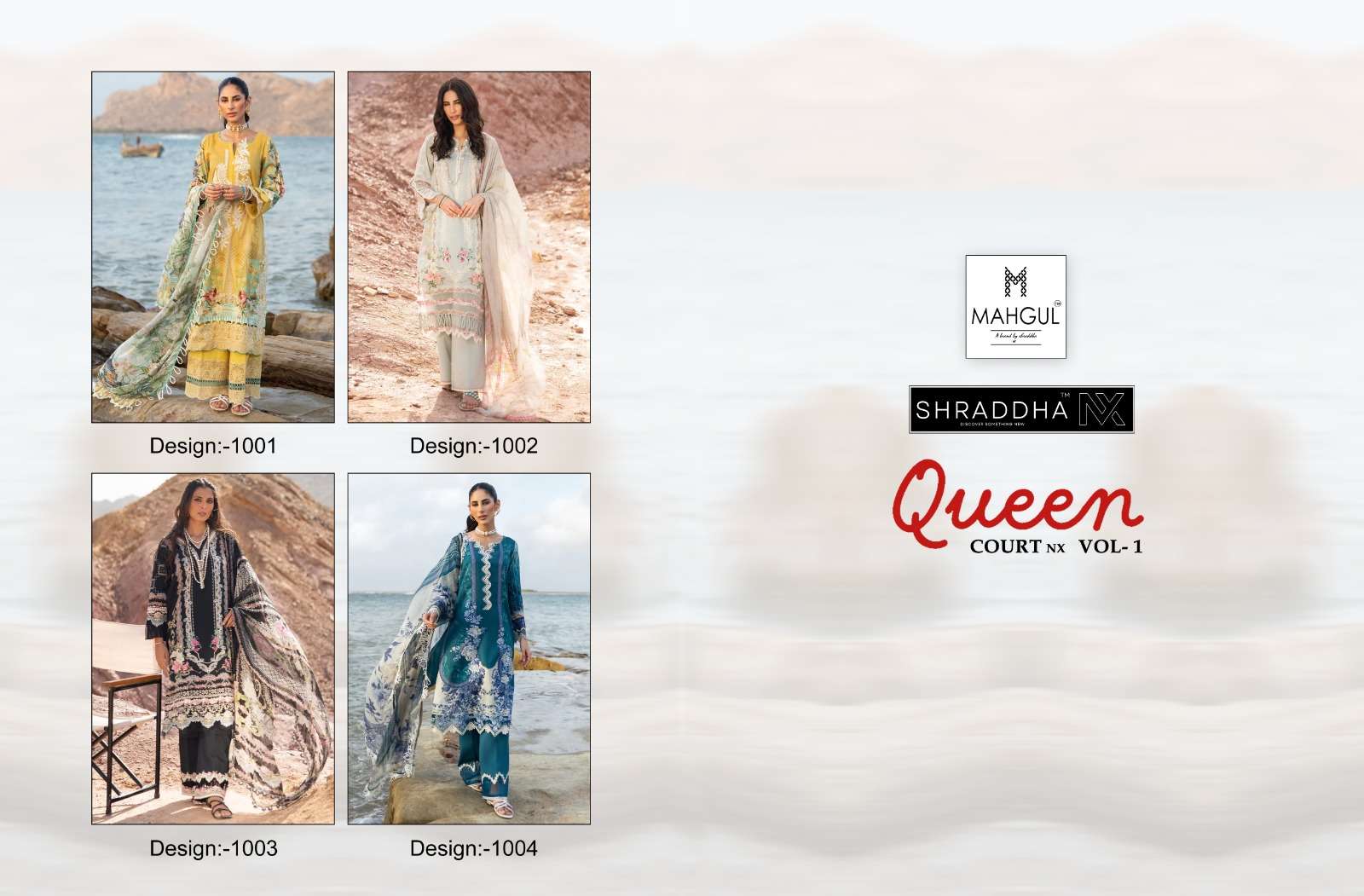 shraddha queen court vol 1 nx  1001-1004 series lawn cotton salwar suits catalogue online dealer best price india 