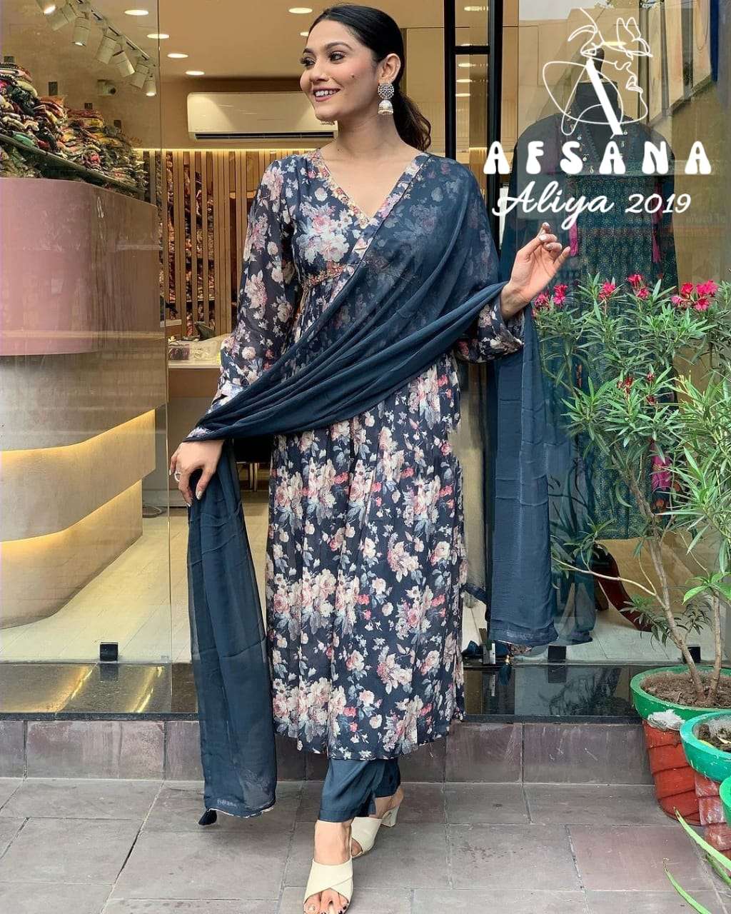 aaliya 2019 design afsana latest designer fancy kurti set