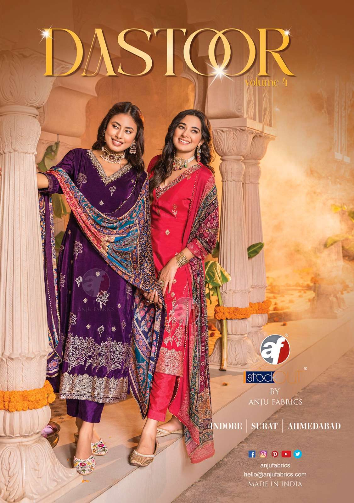 dastoor-4 Anju Fabrics 3331-3334 Series Designer festive wear Wedding Wear Kurti  Wholesaler