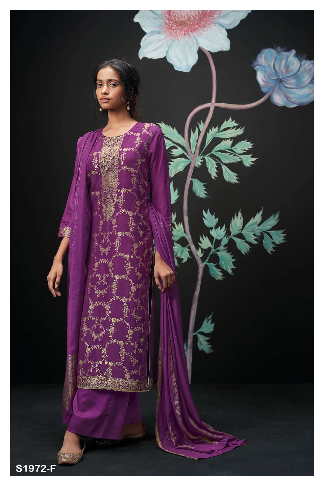 ganga mael 1972 exclusive party wear viscose jaquard hand work suits online rate surat