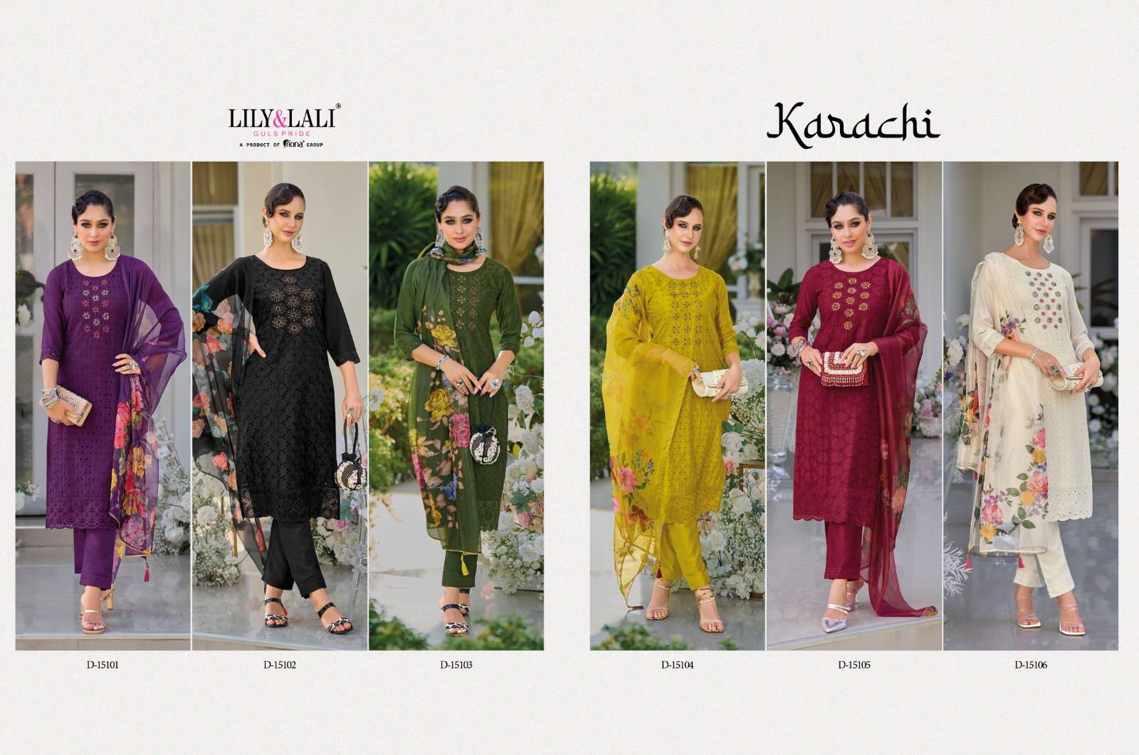 Ladies Beige Cotton Karachi Lawn Kurti Pant Set