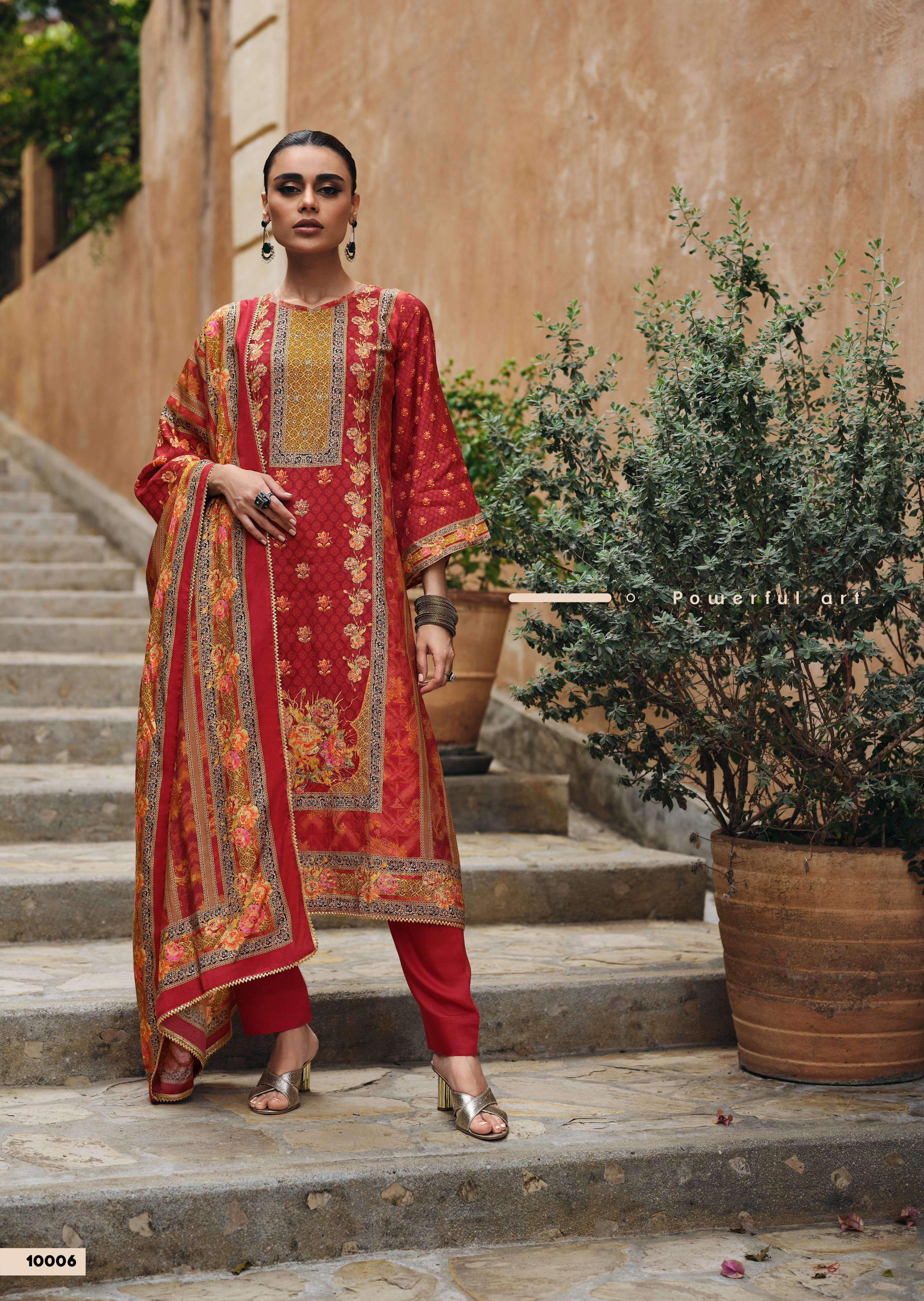 ethnicity 10001-10006 series by gull jee viscose muslin designer dress catalogue wholesaler surat