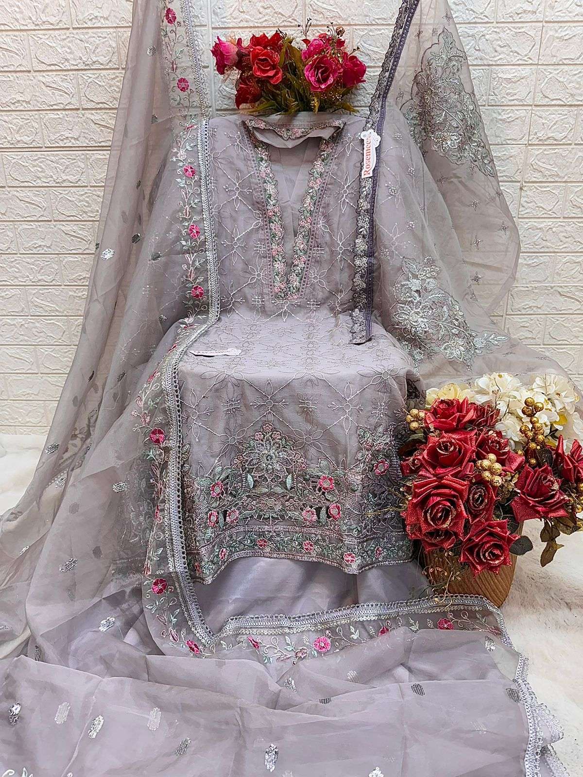 fepic rosemeen 1762 heavy organza designer pakistani salwar kameez catalogue at surat 