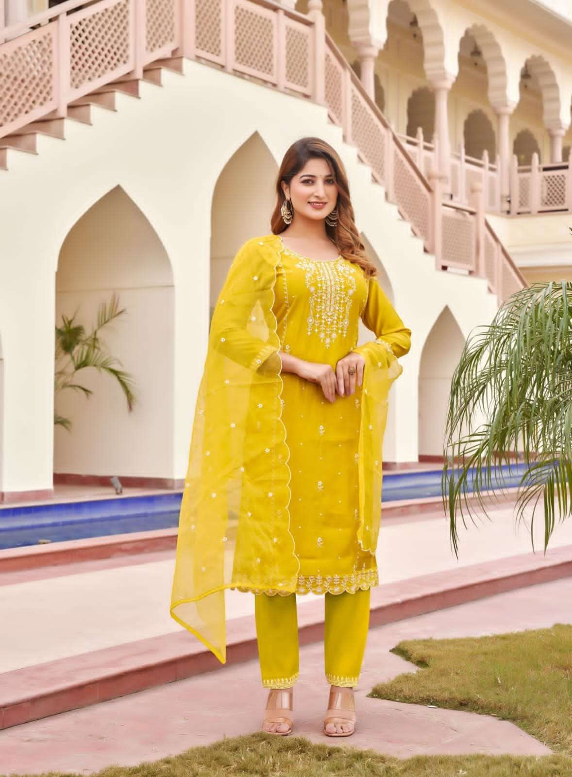 Yellow Color Muslin Digital Printed Designer Kurti For Sangeet