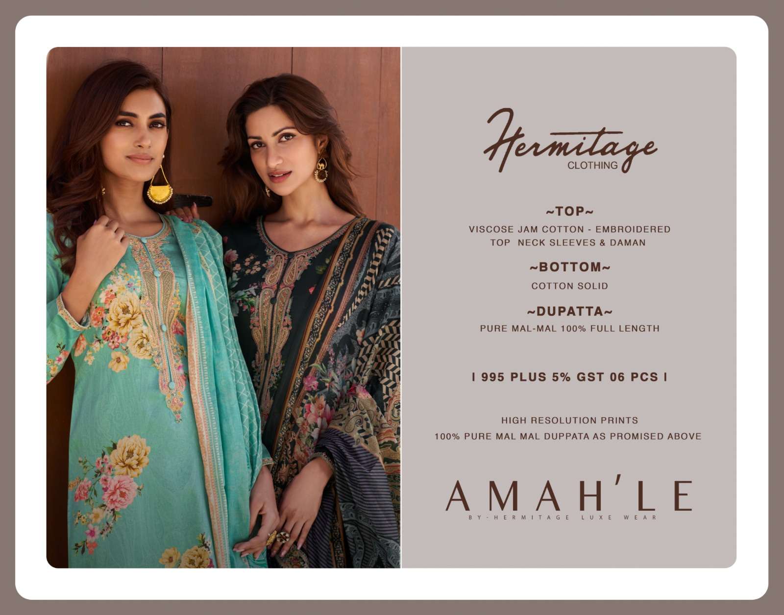 hermitage amahle 5001-5006 series viscose jam cotton embroidred salwar kameez wholesaler online shopping surat 