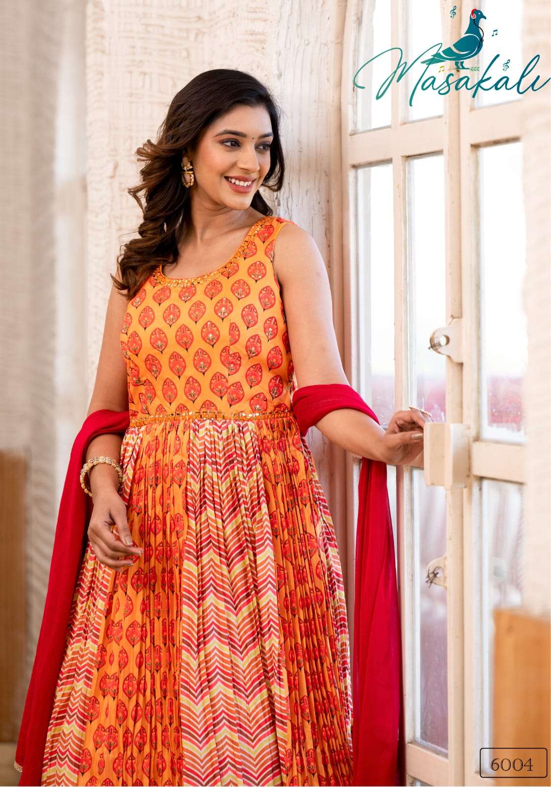 masakali vol-6 by masakali 6001-6005 series latest designer readymade anarkali gown type suit wholesaler surat gujarat