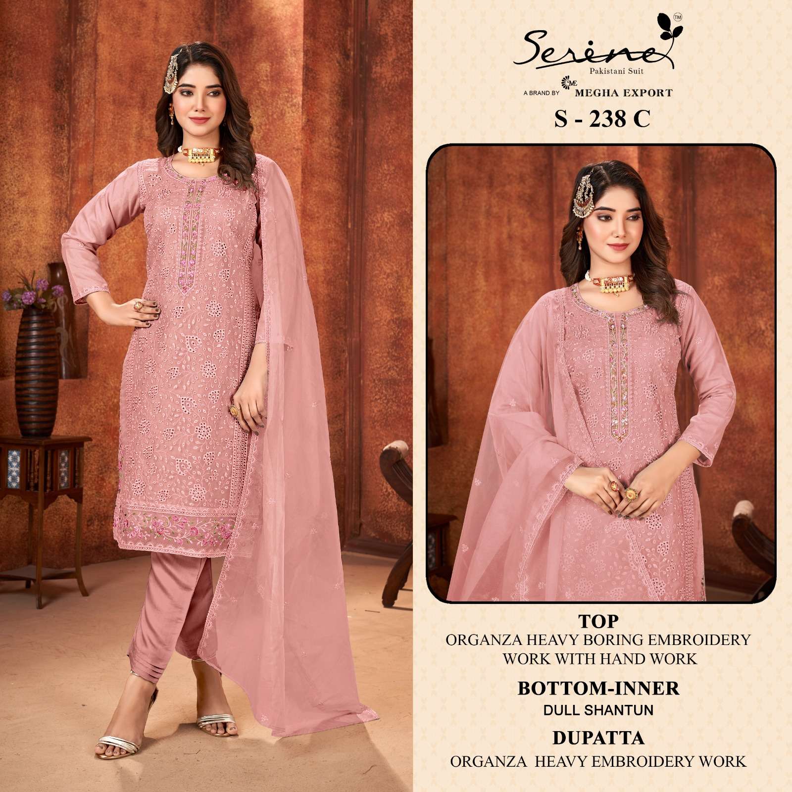 serine 238 colours hand work organza embroidred salwar suits online shopping at india