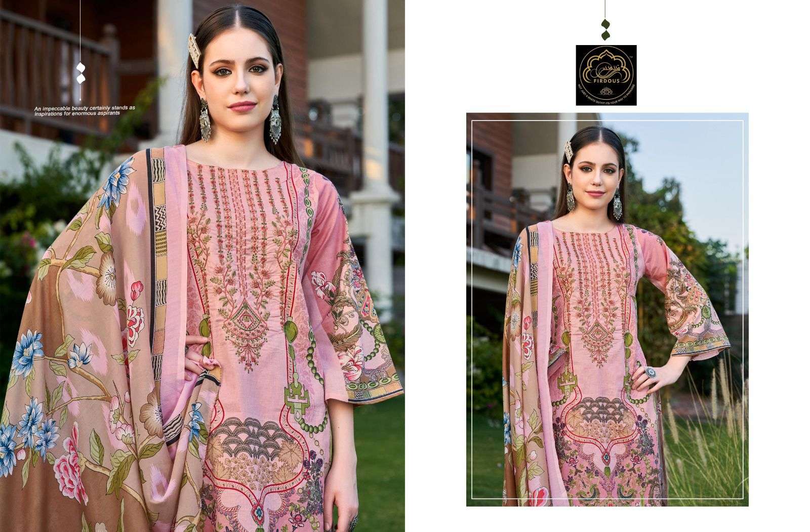 naira vol-1 by firdous 1001-1006 series chiffon dupatta digital print with work suits catalogue surat gujrat