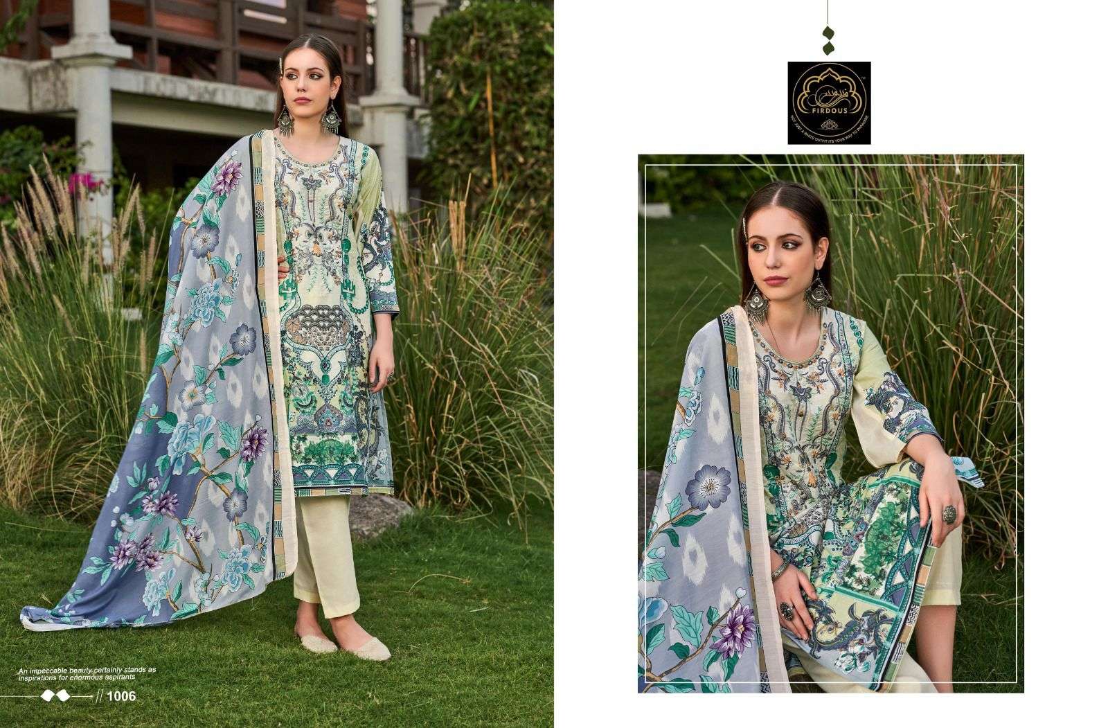 naira vol-1 by firdous 1001-1006 series chiffon dupatta digital print with work suits catalogue surat gujrat