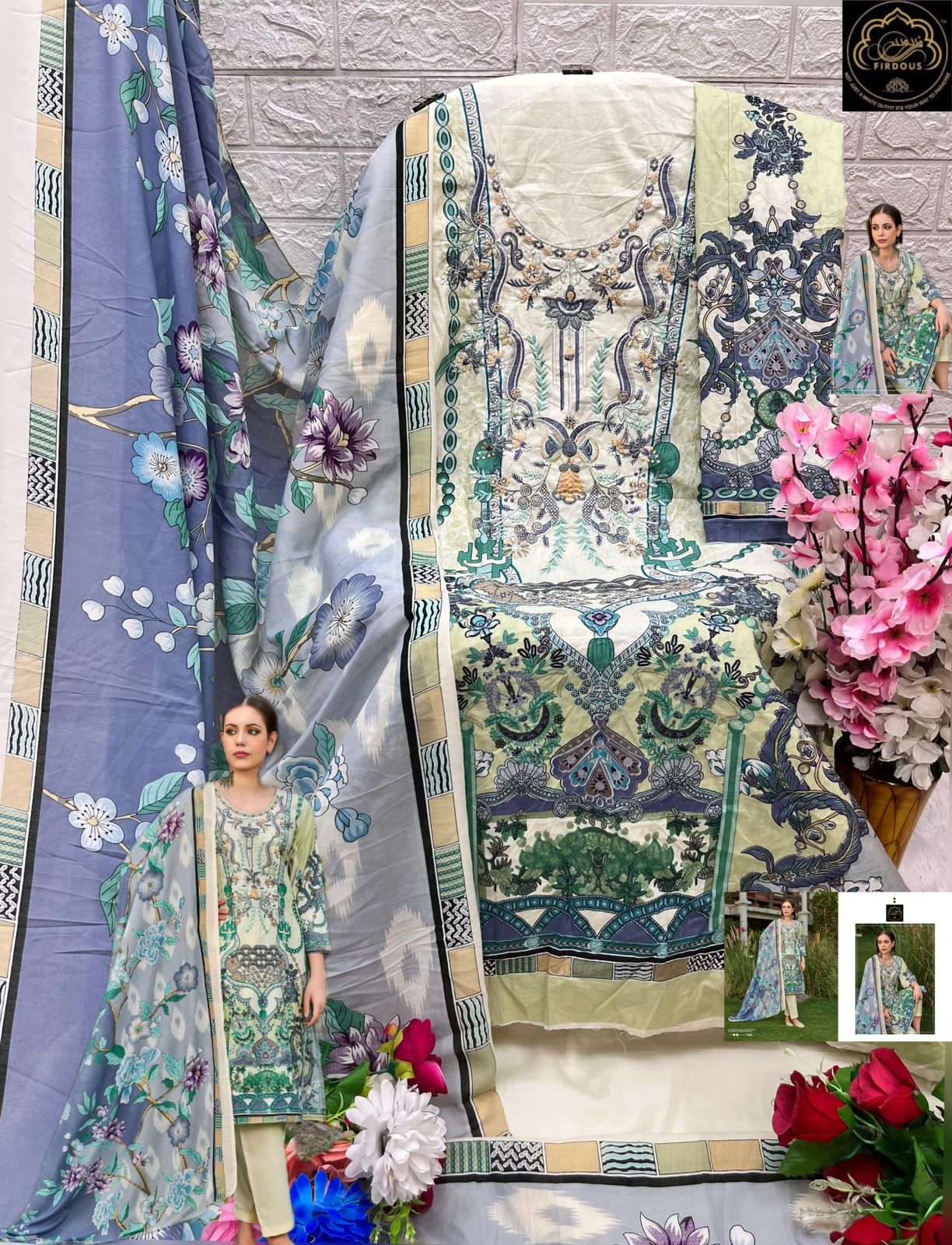 naira vol-1 by firdous 1001-1006 series chiffon dupatta digital print with work suits catalogue surat gujrat
