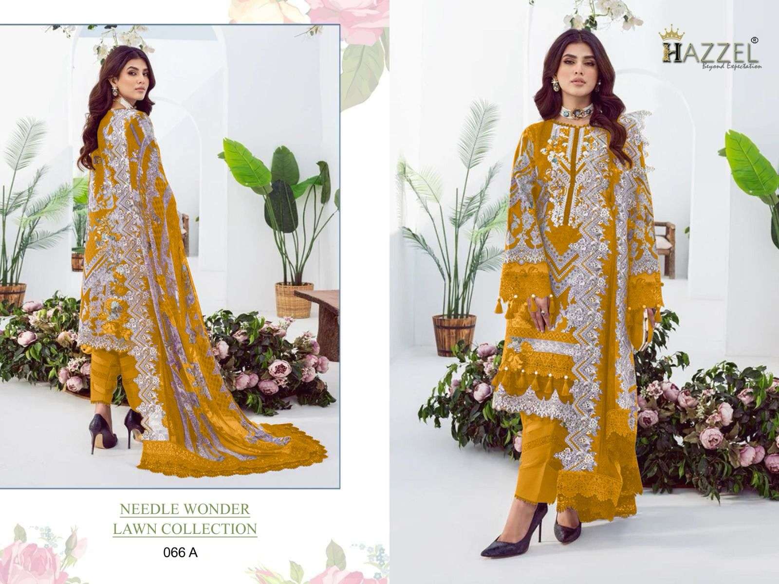 needle wonder lawn collection by hazzel pure cotton designer suits catalogue at wholesale surat gujrat