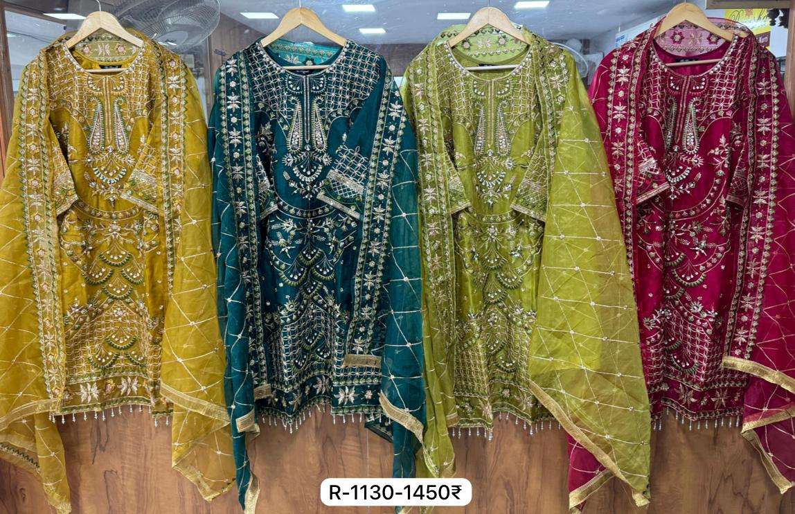 ramsha 1130 nx organza embroidred ready made salwar kameez catalogue 