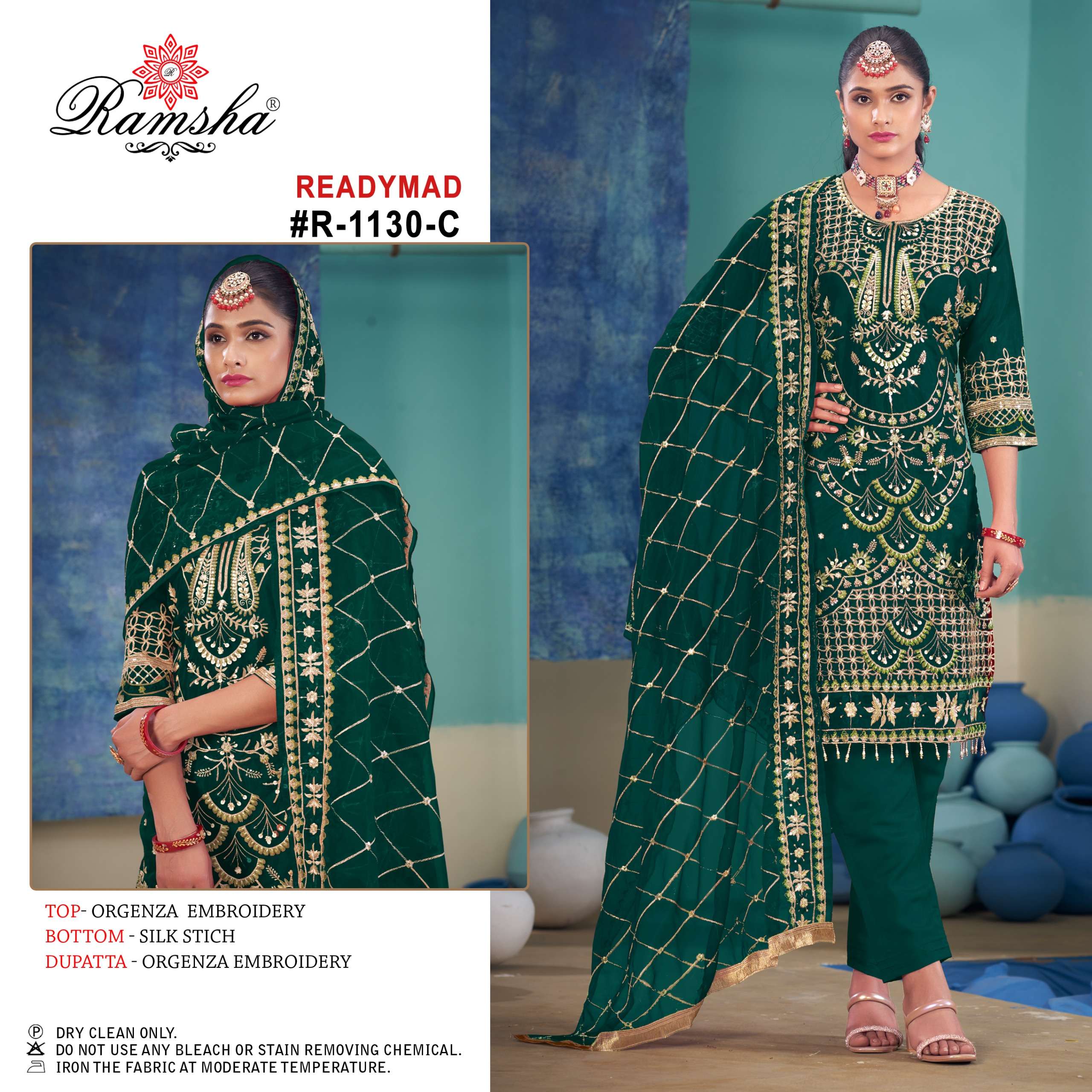 ramsha 1130 nx organza embroidred ready made salwar kameez catalogue 