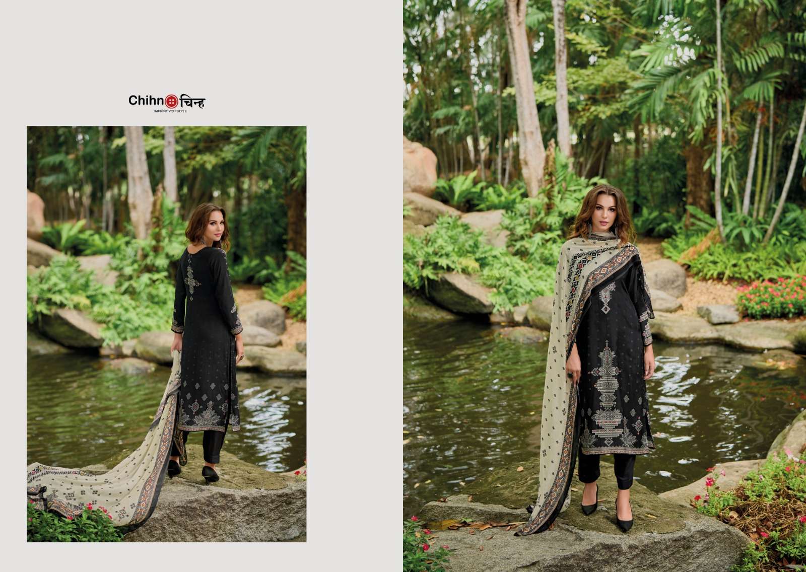 shezan by chihn 6100-6105 series viscose muslin designer suits catalogue at online market surat gujrat