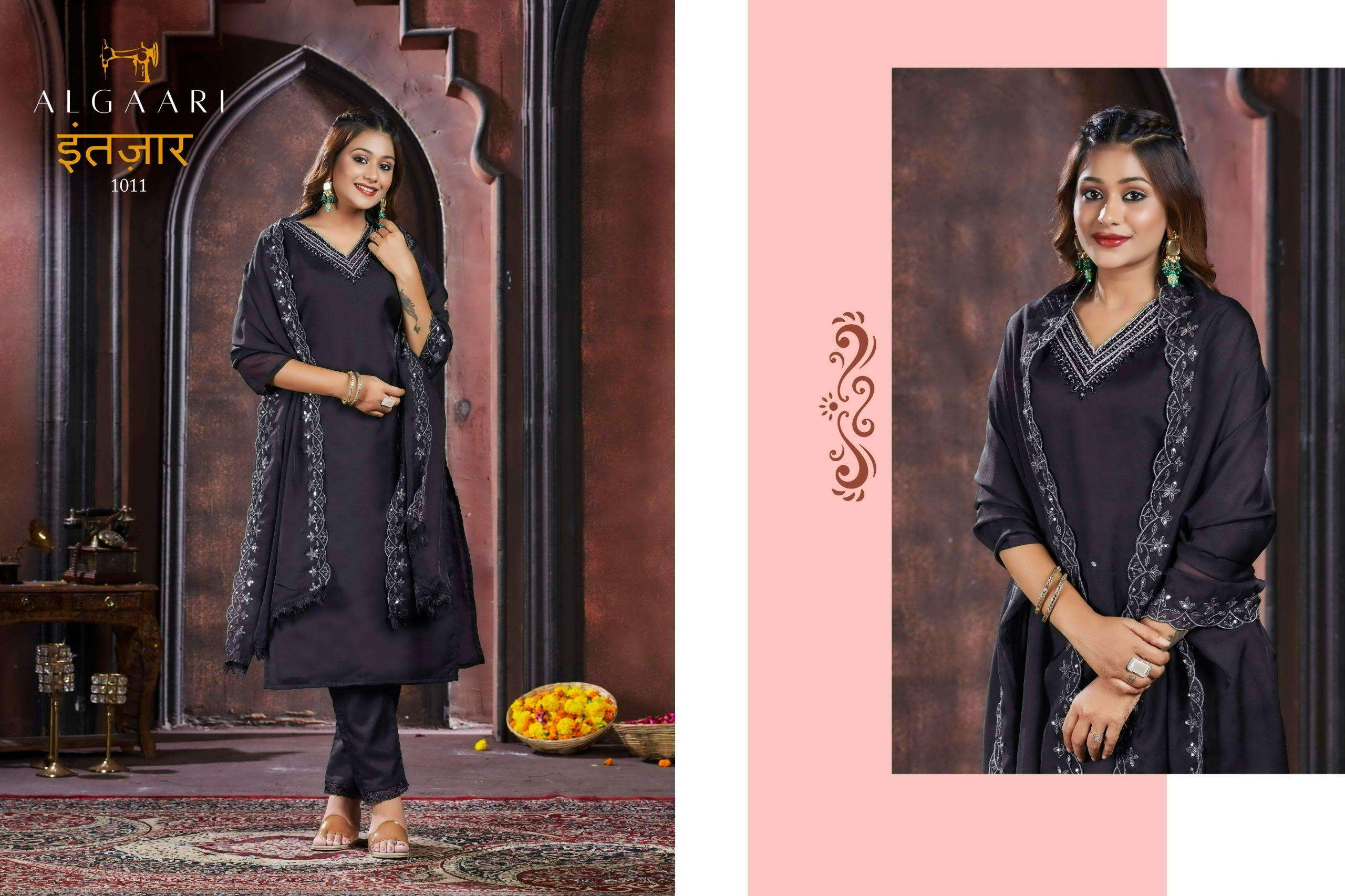 intazaar by algaari 1009-1012 series organza designer party wear kurtis catalogue manufacturer surat gujarat 