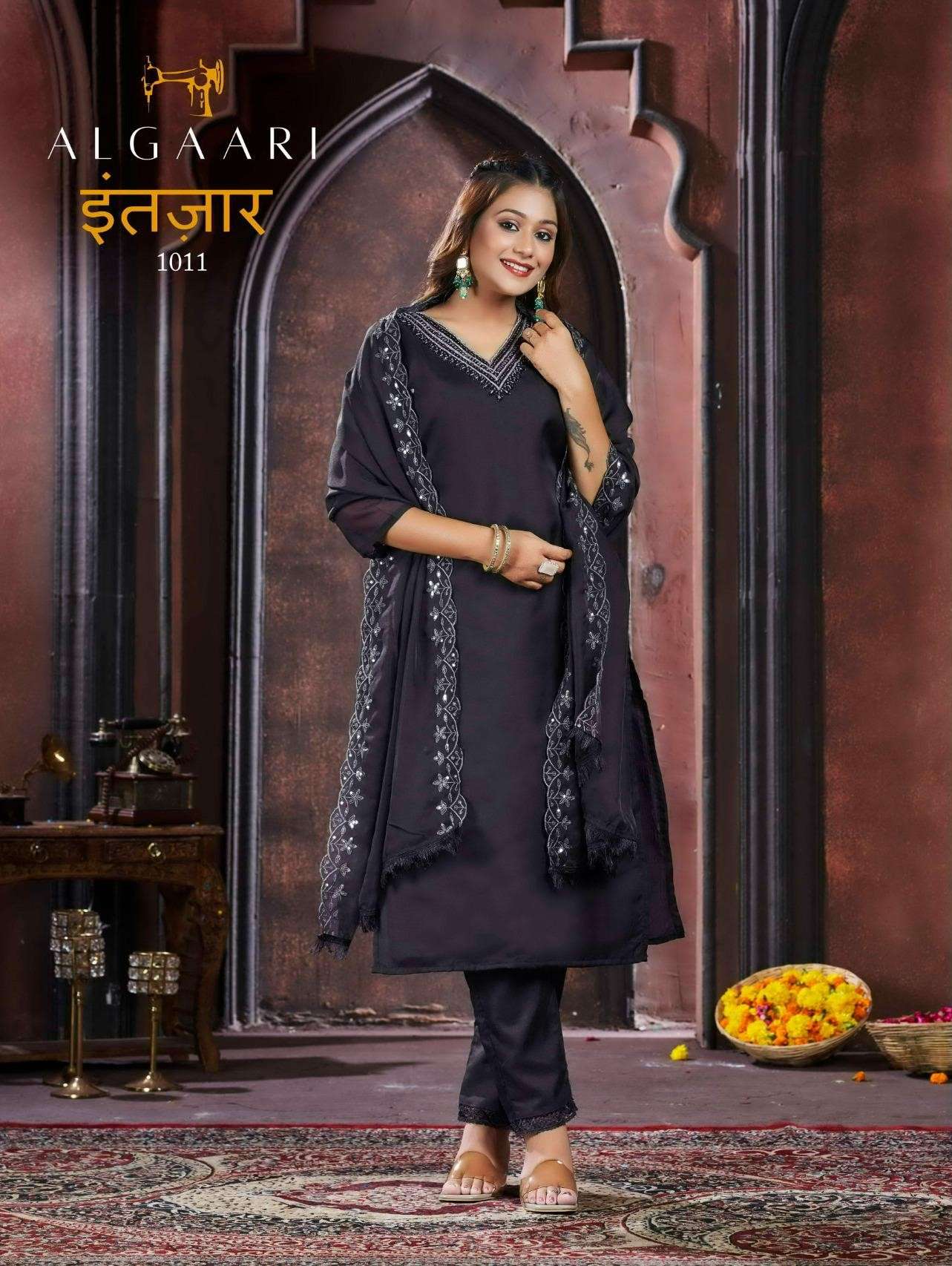 intazaar by algaari 1009-1012 series organza designer party wear kurtis catalogue manufacturer surat gujarat 