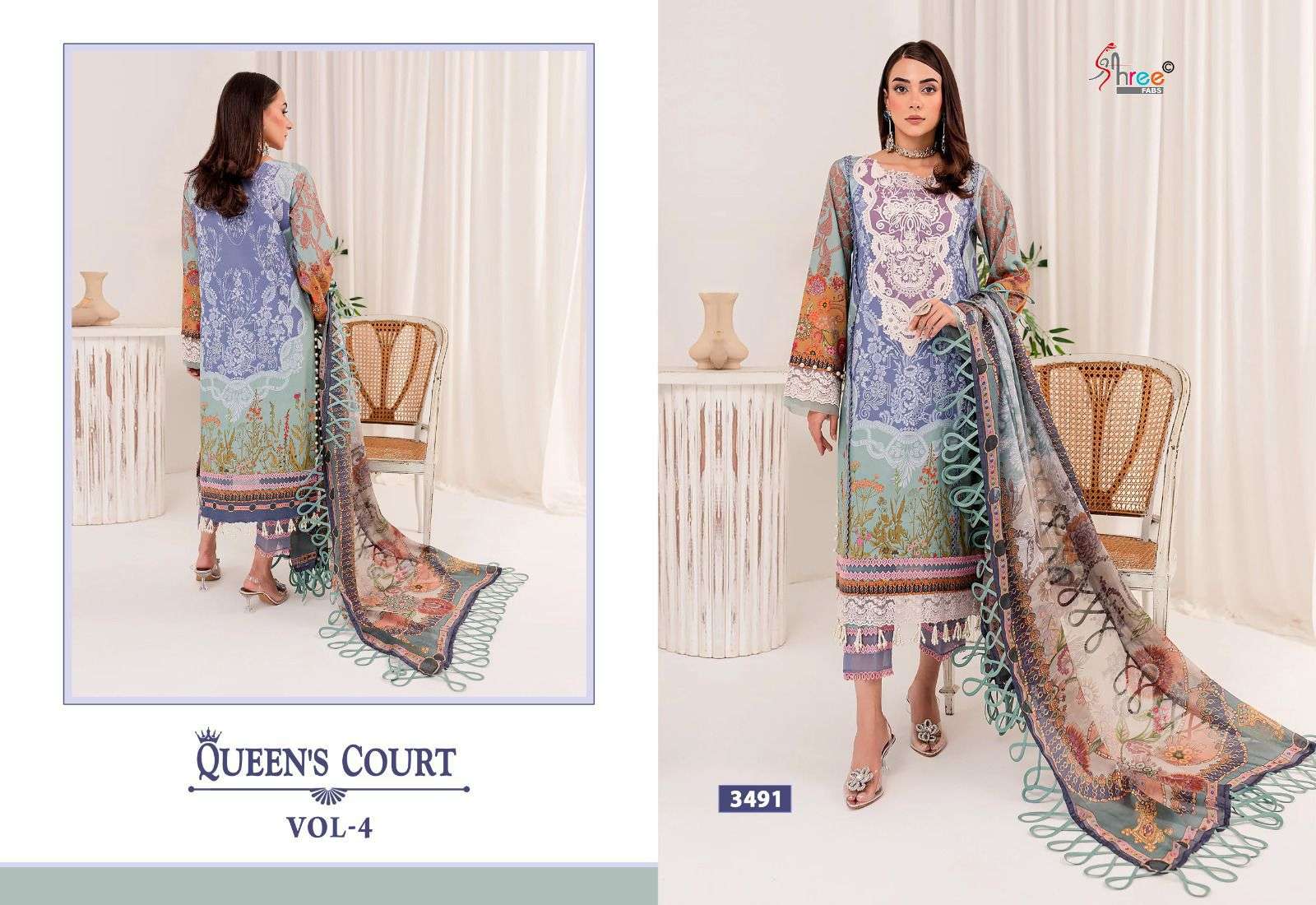 queens court vol-4 by shree fabs 3491-3497 series pure cotton pakistani salwar kameez catalogue manufacturer surat gujarat