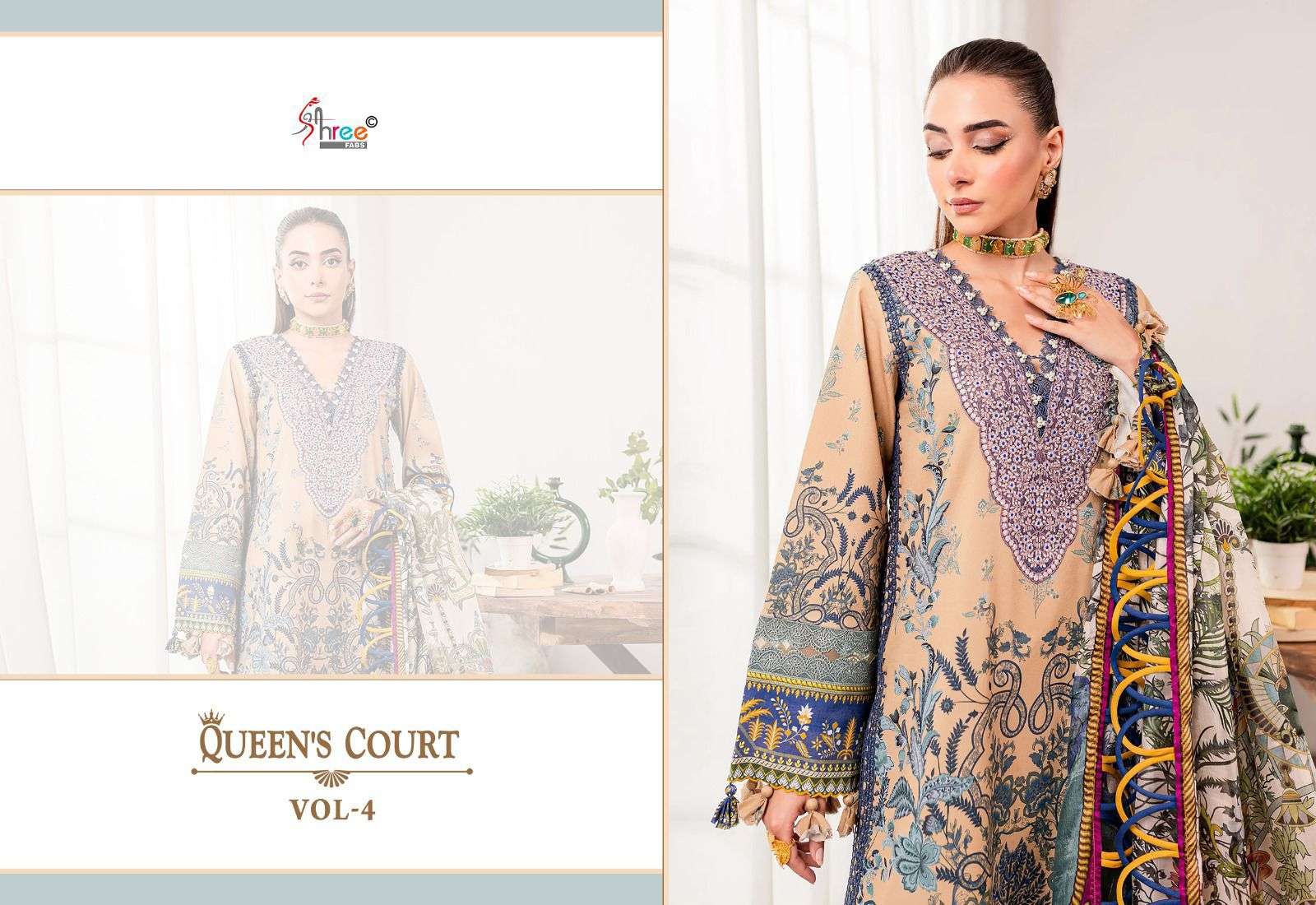 queens court vol-4 by shree fabs 3491-3497 series pure cotton pakistani salwar kameez catalogue manufacturer surat gujarat