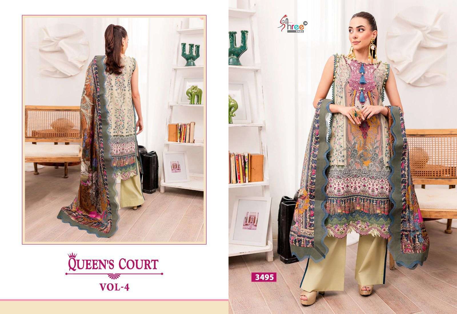 queens court vol-4 by shree fabs 3491-3497 series pure cotton pakistani salwar kameez catalogue manufacturer surat gujarat