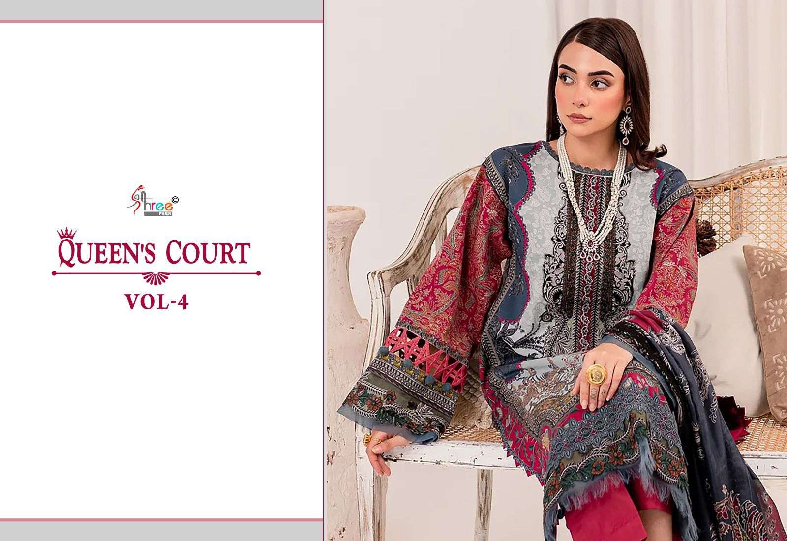 queens court vol-4 by shree fabs 3491-3497 series pure cotton pakistani salwar kameez catalogue manufacturer surat gujarat