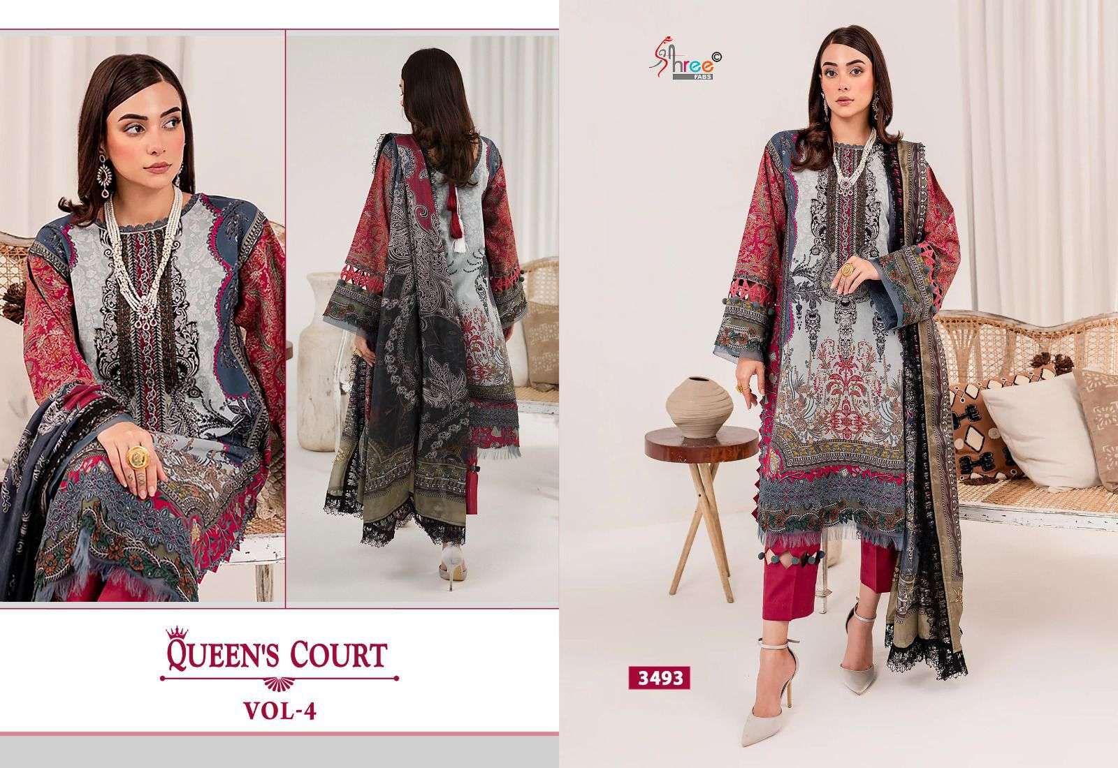 queens court vol-4 by shree fabs 3491-3497 series pure cotton pakistani salwar kameez catalogue manufacturer surat gujarat