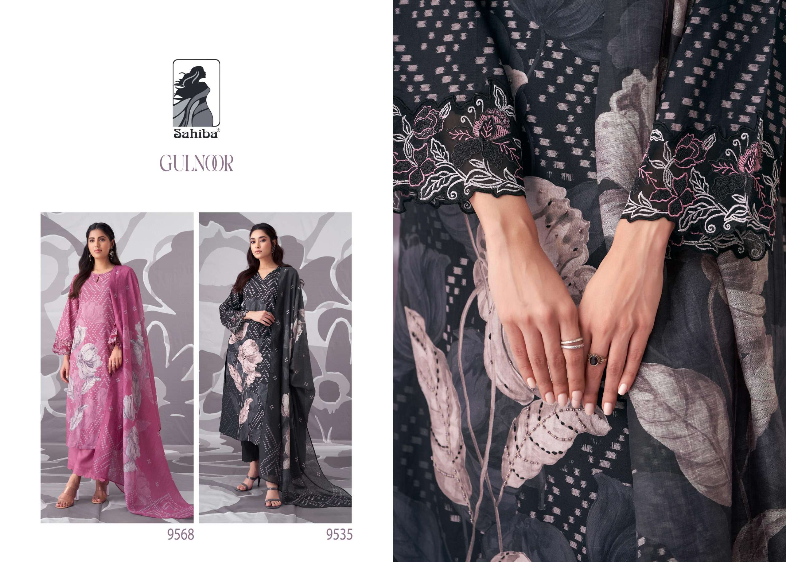 sahiba gulnoor pure cotton hand work designer unstich dress material 2 pcs catalogue wholesale price surat