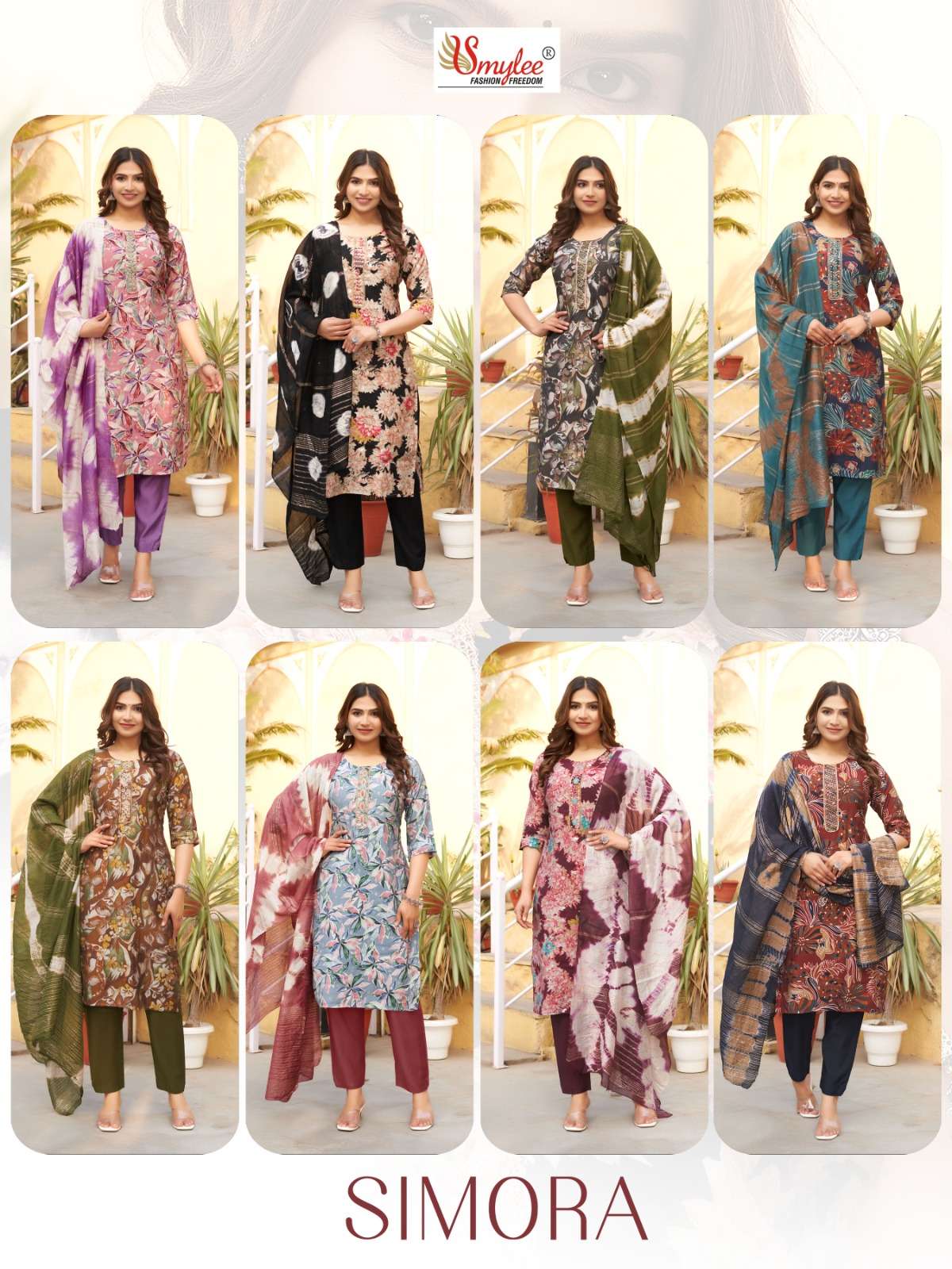 simora by smylee fashion fancy kurti with pant and dupatta catalogue online wholesaler surat gujarat 