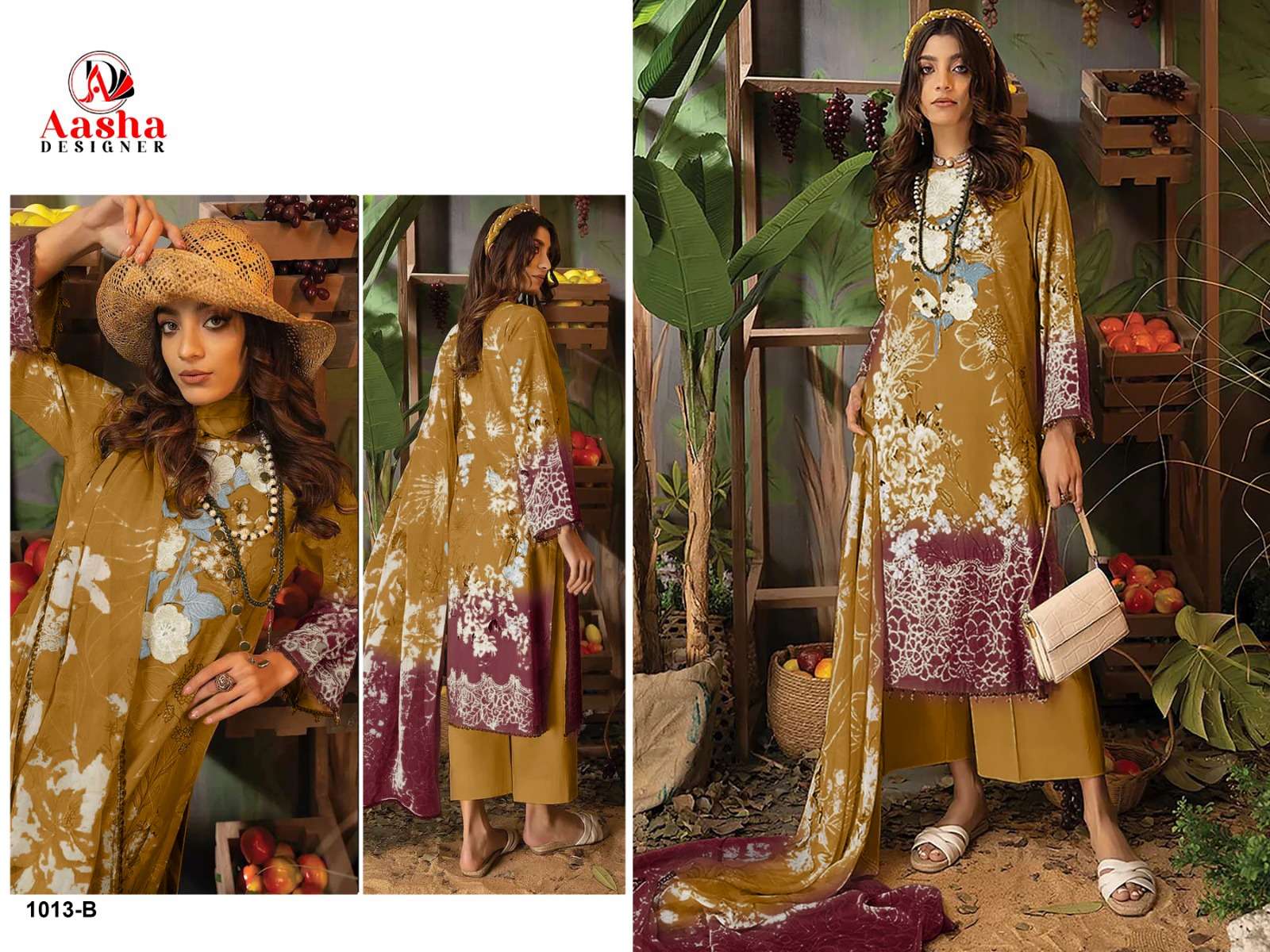 aasha designer 1013 colours pakistani suits unstich material catalogue online market surat gujarat 