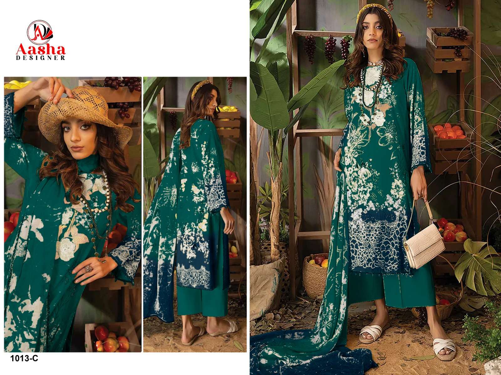aasha designer 1013 colours pakistani suits unstich material catalogue online market surat gujarat 