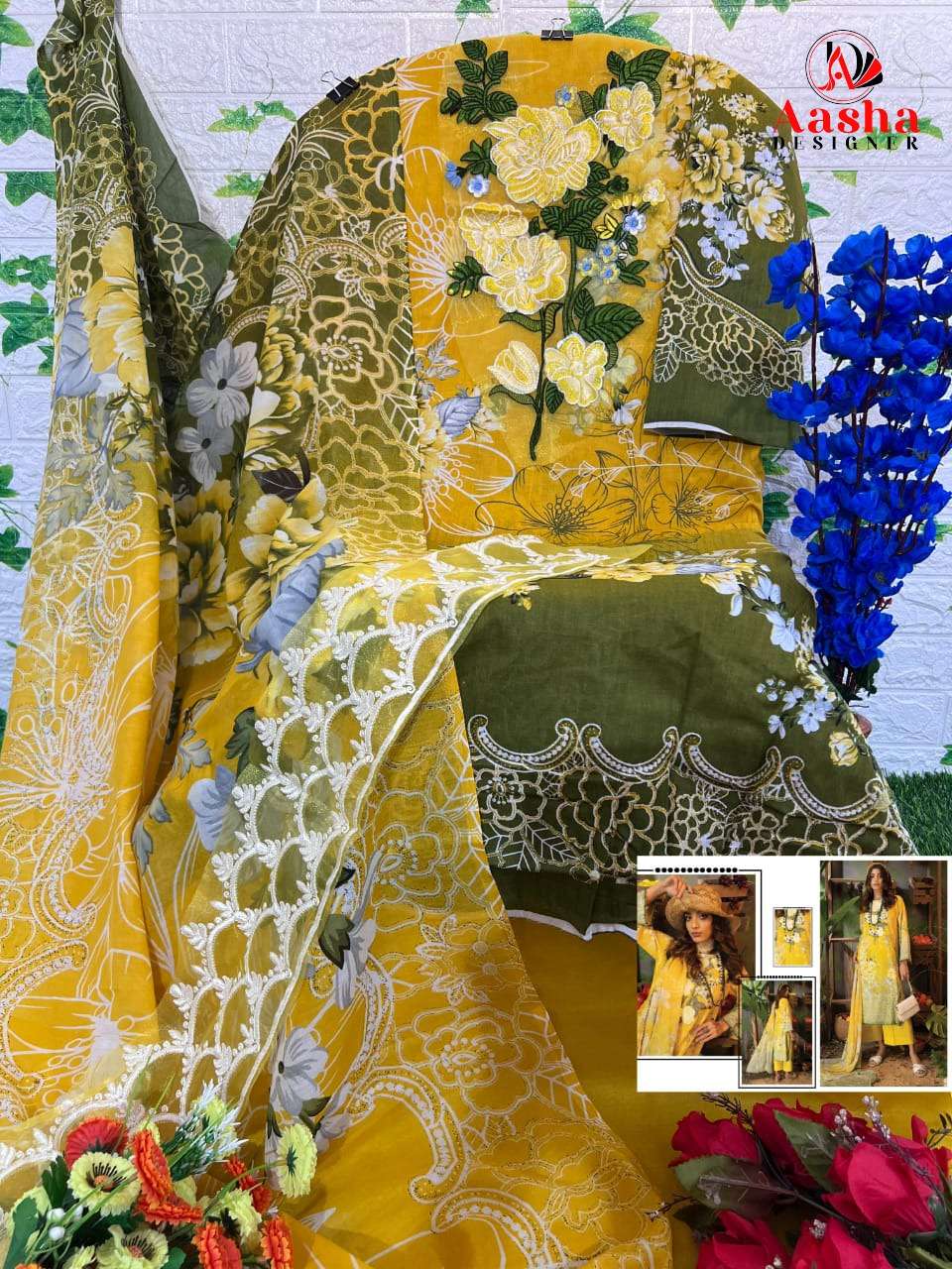 aasha designer 1013 colours pakistani suits unstich material catalogue online market surat gujarat 