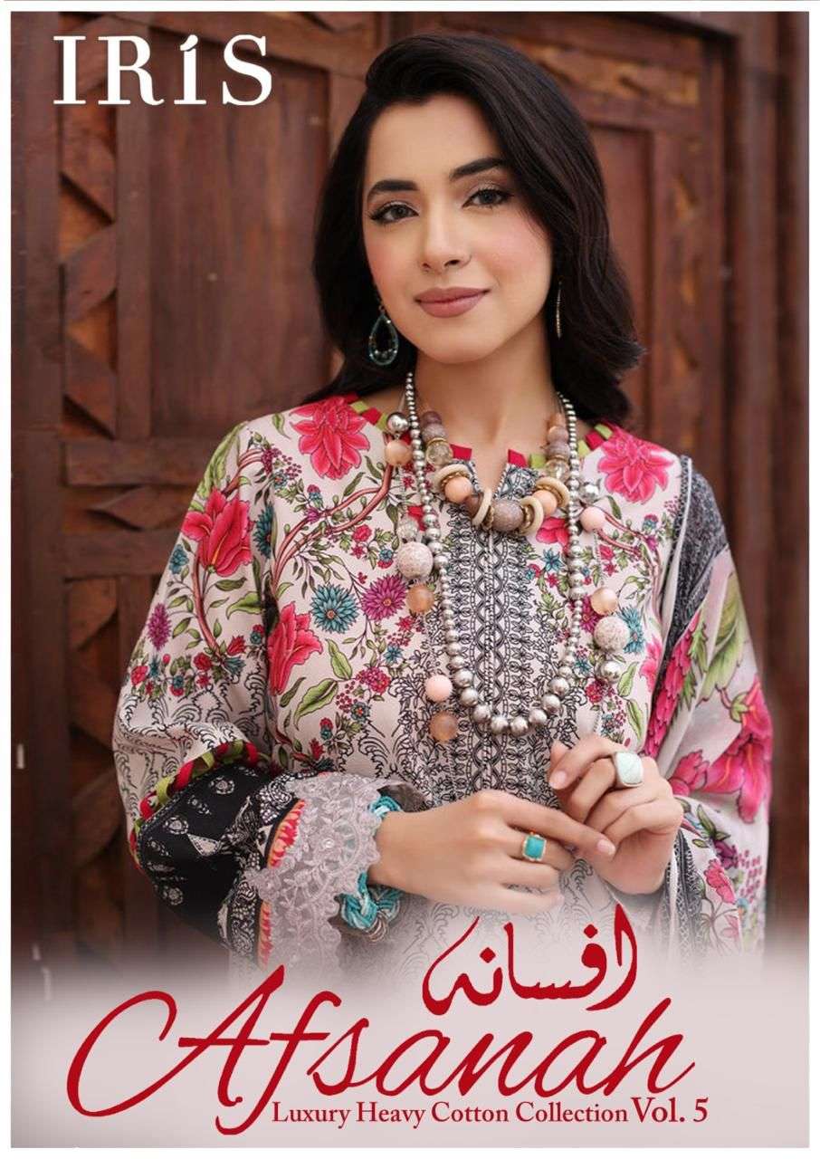 afsanah vol-5 by iris 1041-1050 series pure cotton material for suits catalogue wholesaler price surat gujarat 