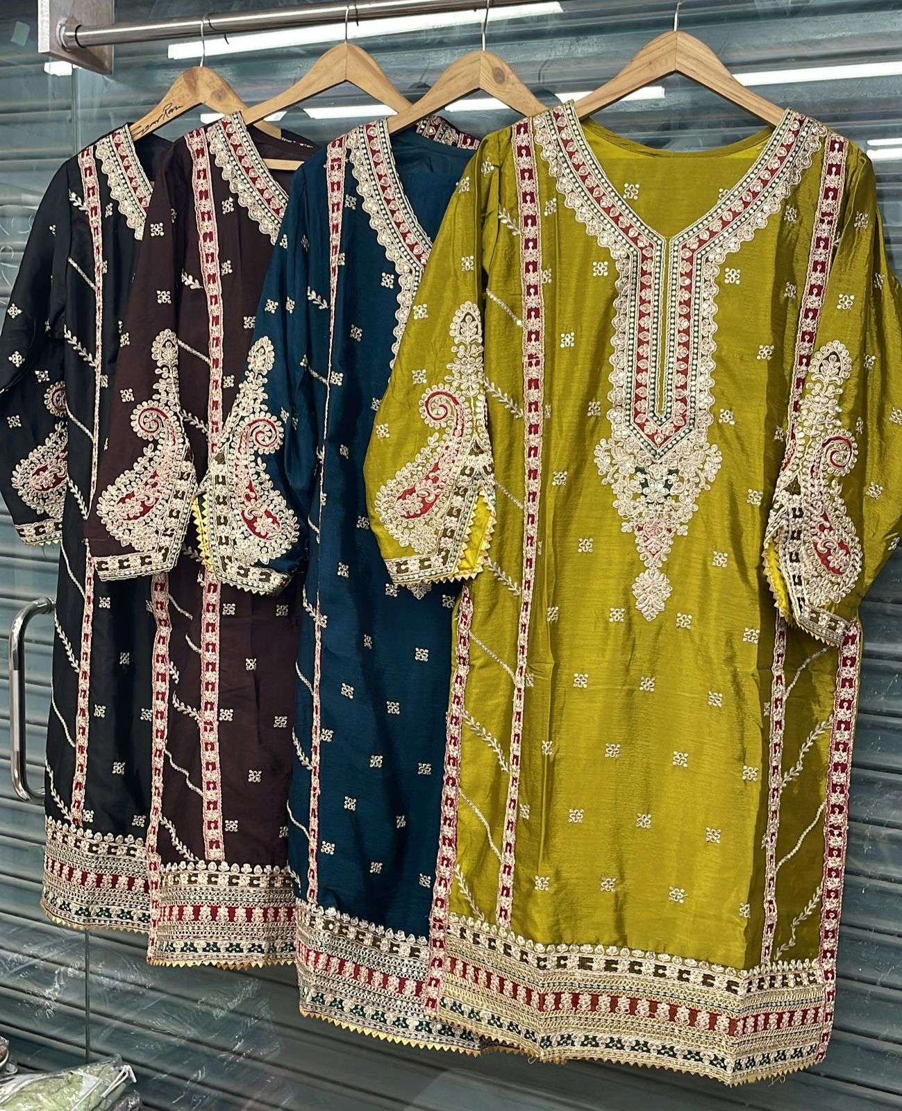 angroop next 190 colours readymade designer pure chinon suits catalogue manufacturer surat gujarat 