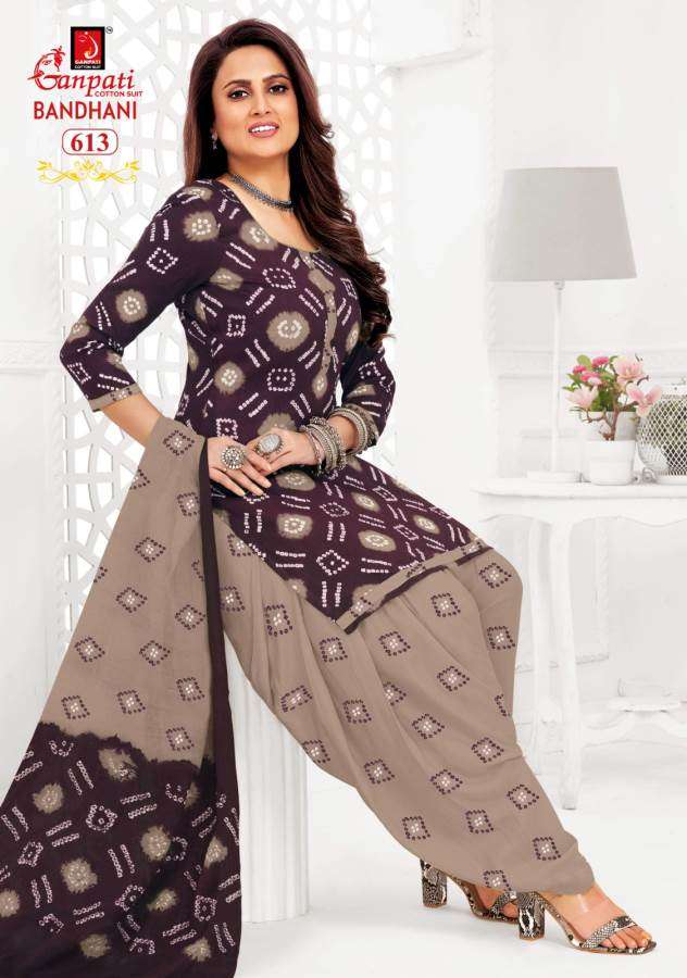 bandhani vol-6 by ganpati 601-615 pure cotton printed indian suits catalogue wholesaler price surat gujarat 