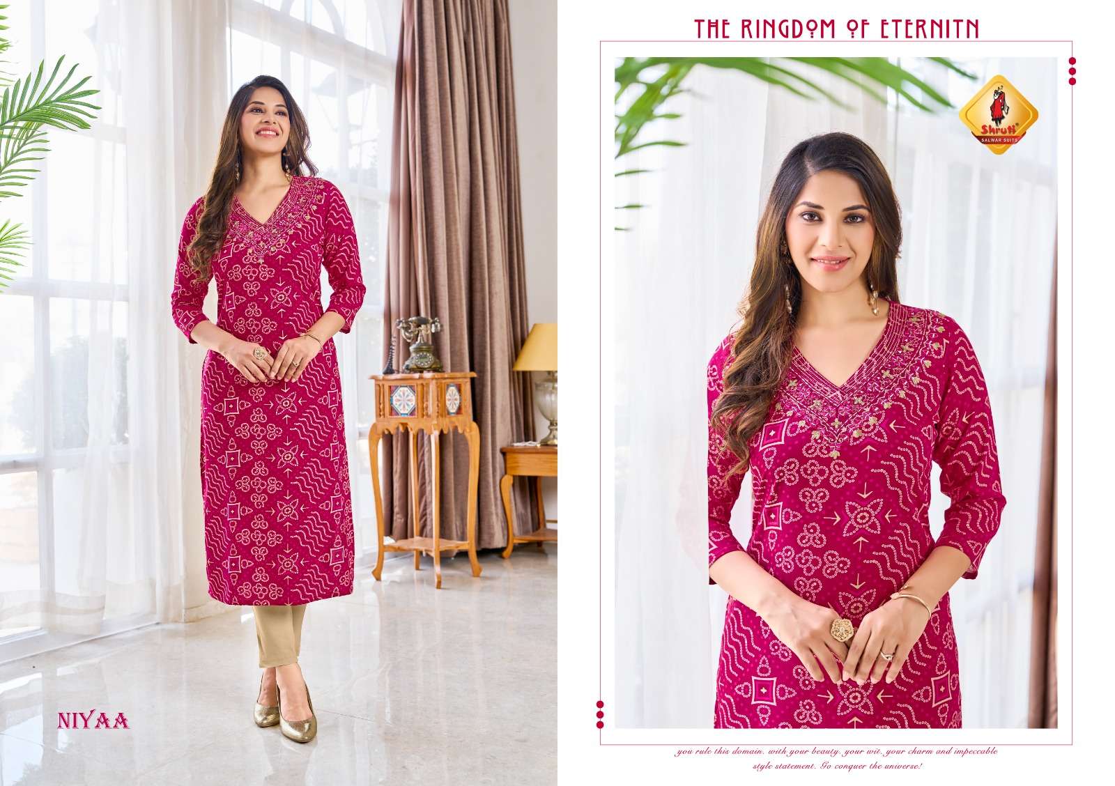 bandhej vol-5 by shruti bandhani printed heavy foil modal rayon kurtis catalogue surat gujarat 