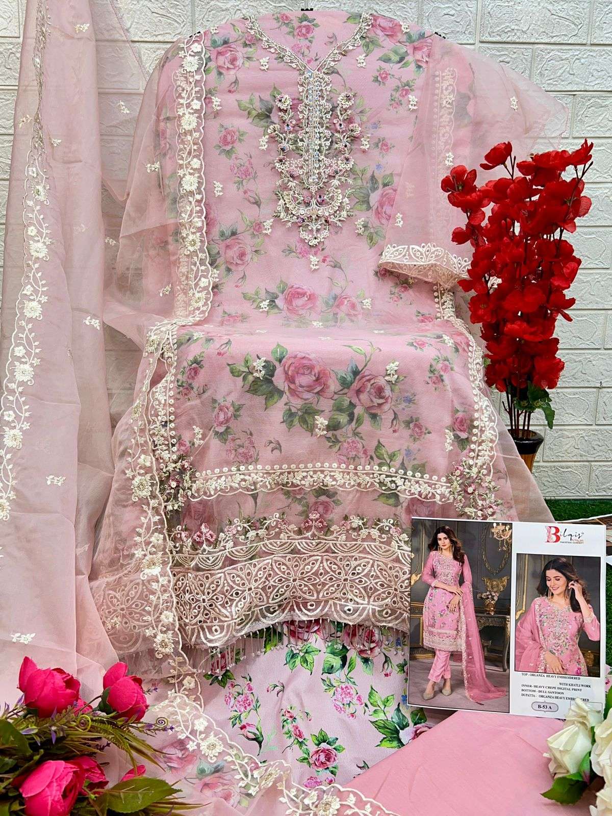 bilqis b-53 a to d heavy embroidered with khatli work designer suits catalogue online dealer surat gujarat 