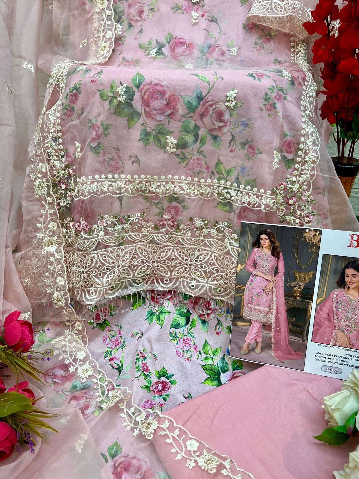 bilqis b-53 a to d heavy embroidered with khatli work designer suits catalogue online dealer surat gujarat 