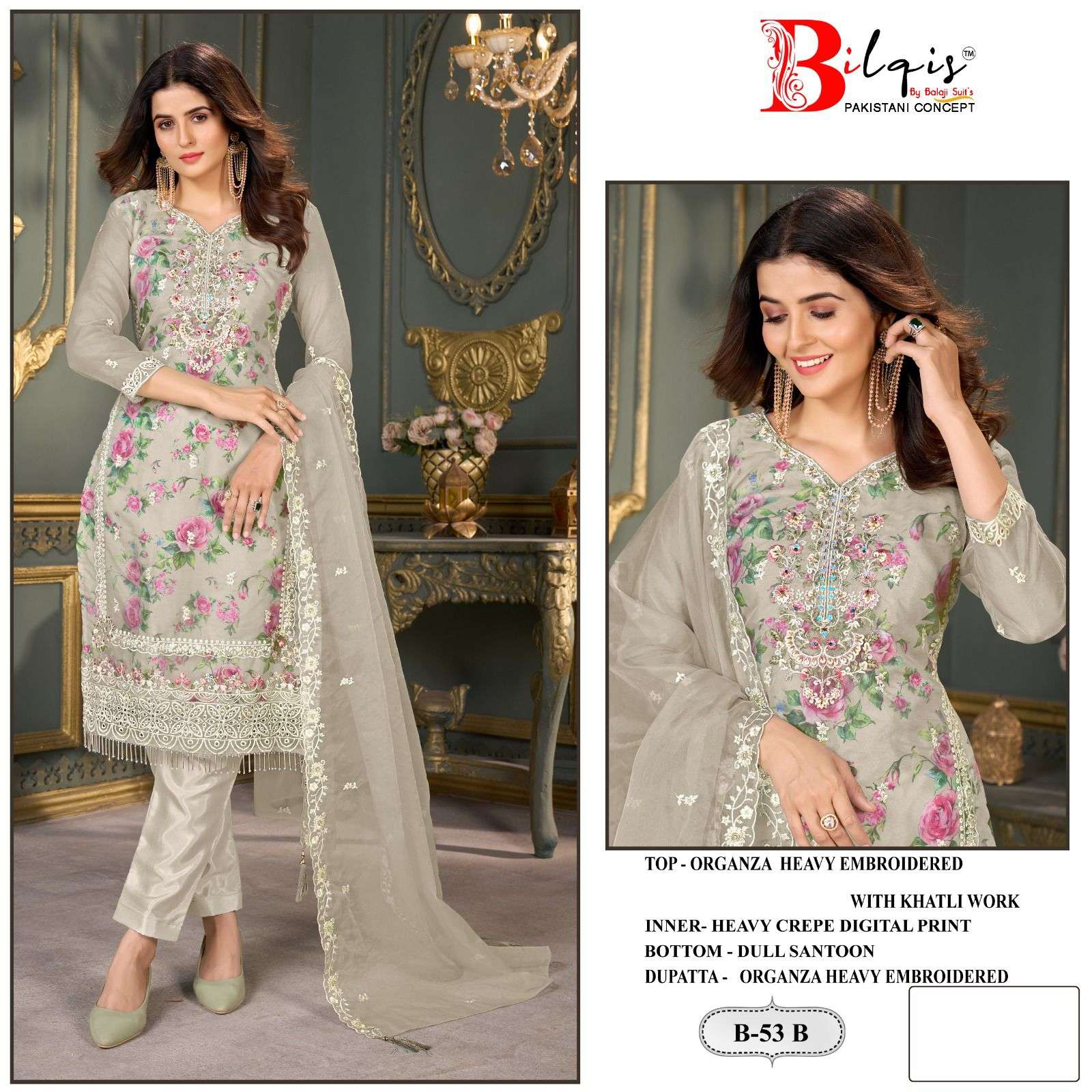 bilqis b-53 a to d heavy embroidered with khatli work designer suits catalogue online dealer surat gujarat 